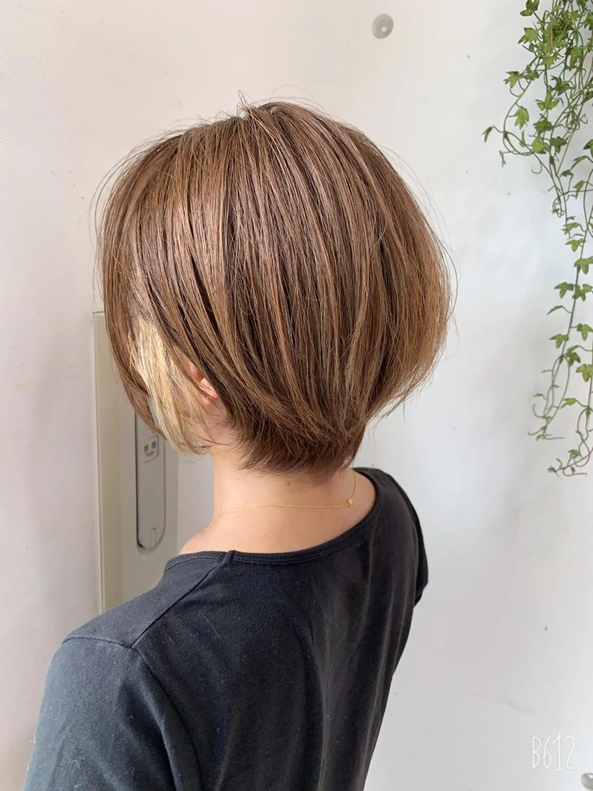 ショート カラー グレージュ ハイライトカラー ハイライト カット ヘアカラー トリートメント 白髪ぼかしハイライト 柳川拓哉のヘアスタイル