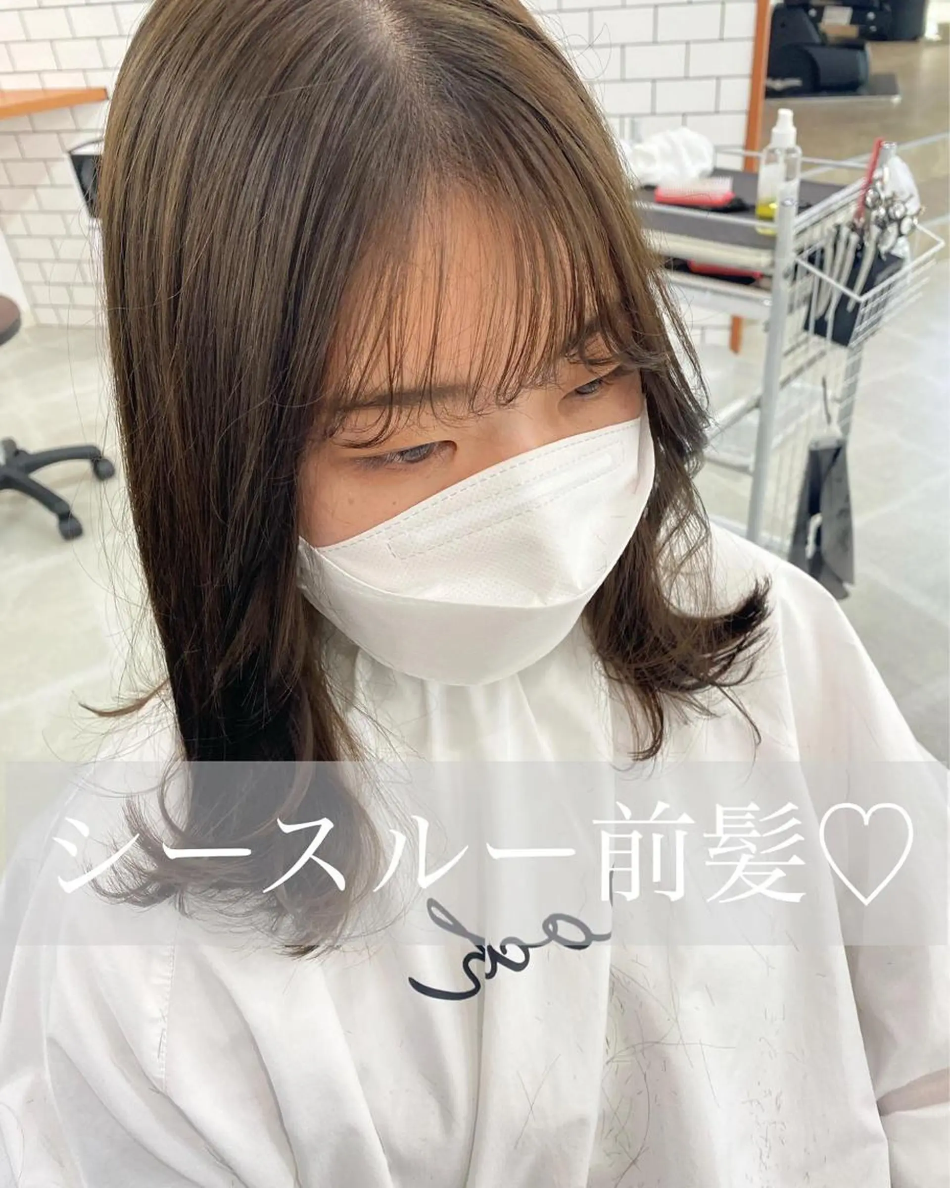 セミロング カット パーマ 川野 彩海のヘアスタイル