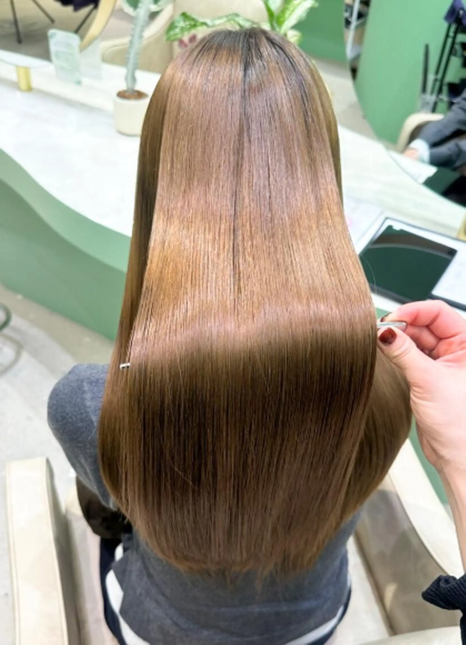 ロング パーマ カラー ストレートパーマ レイヤー×顔周り/ 髪質改善/川上京香のヘアスタイル