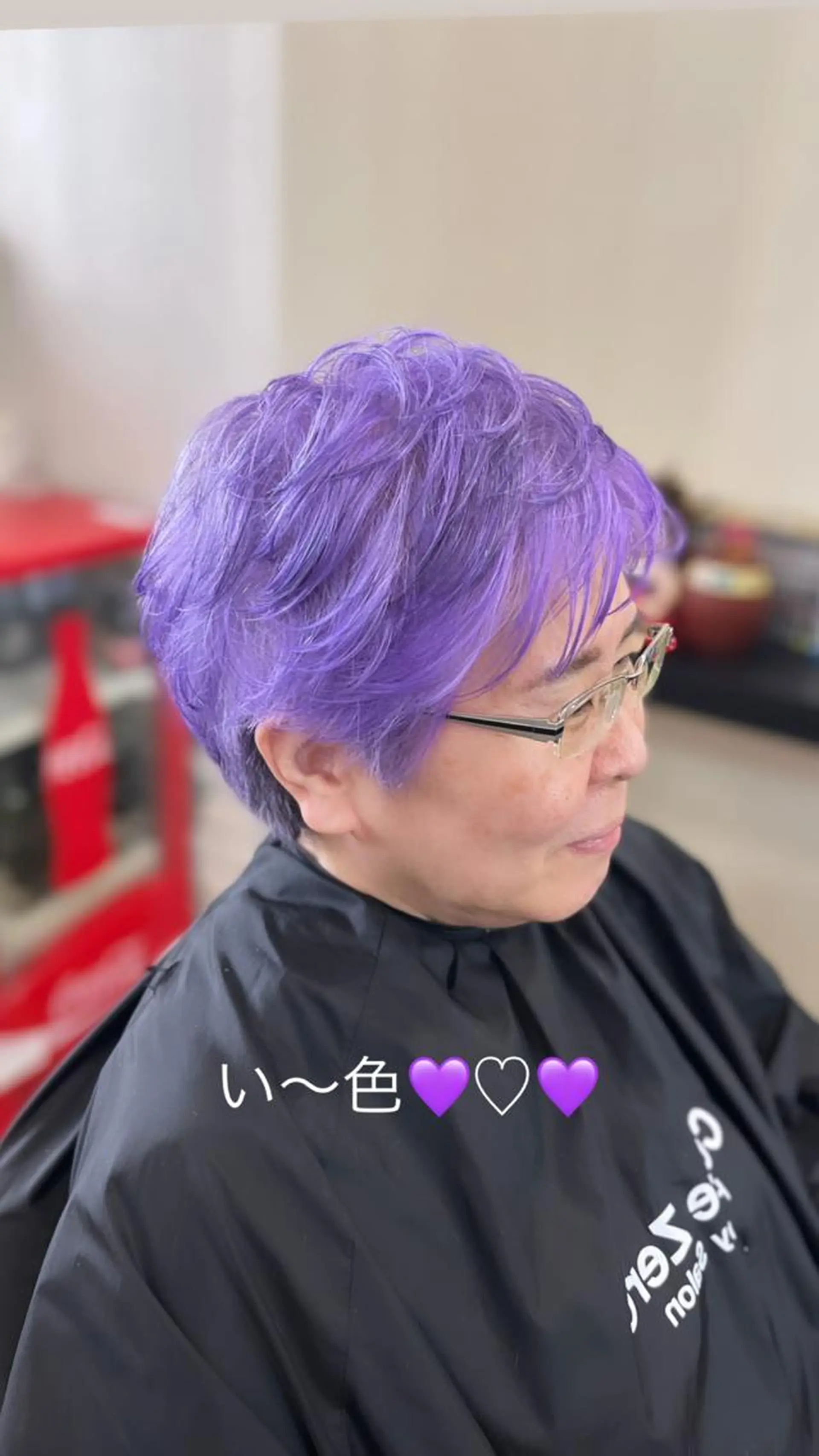 ショート カラー 黒髪 ラベンダーカラー エクステ ヘアカラー きむえり/髪質改善 /20代〜40代多数のヘアスタイル