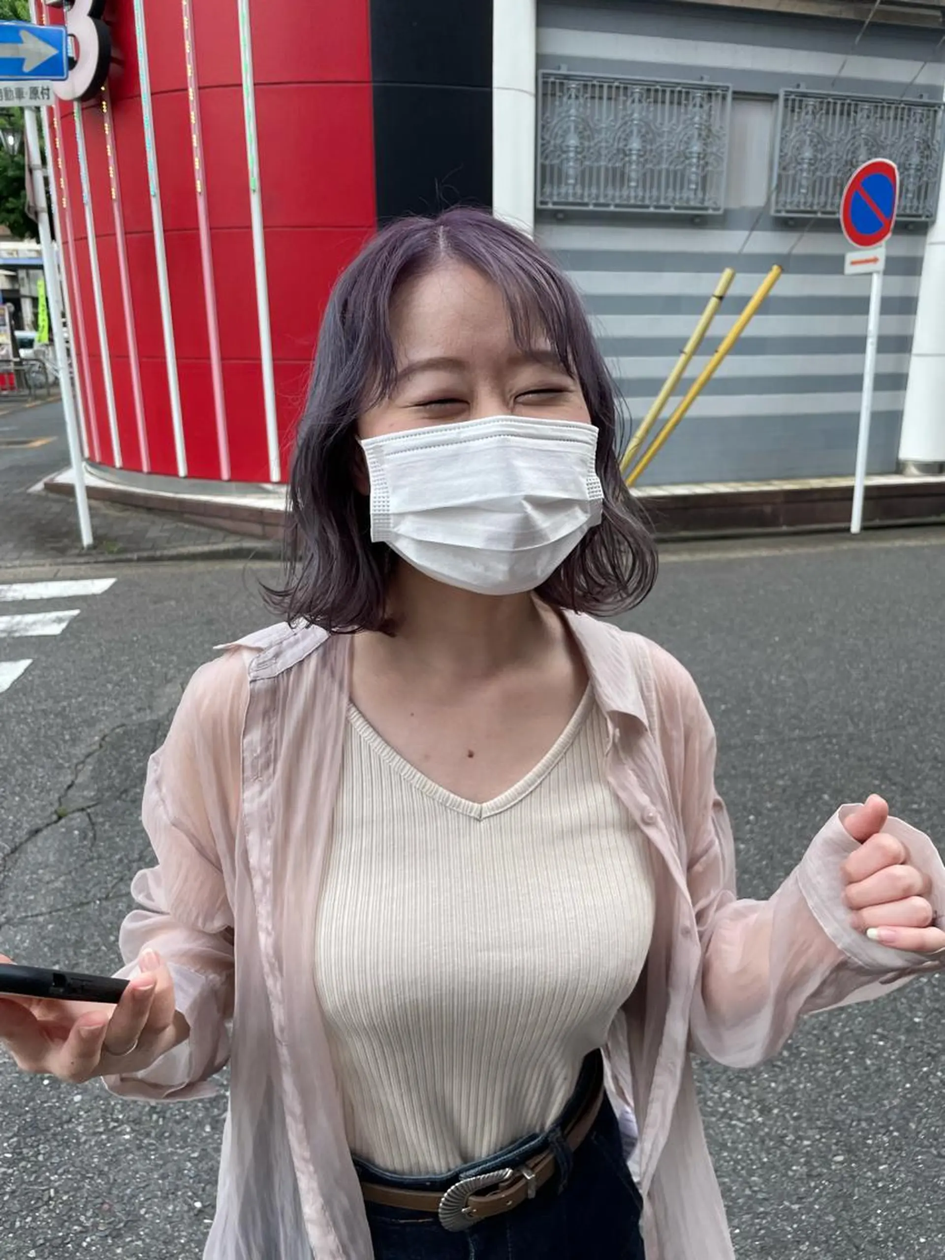 ミディアム カラー ブリーチ ラベンダーカラー レイヤー/高橋 みく /池下/千種のヘアスタイル