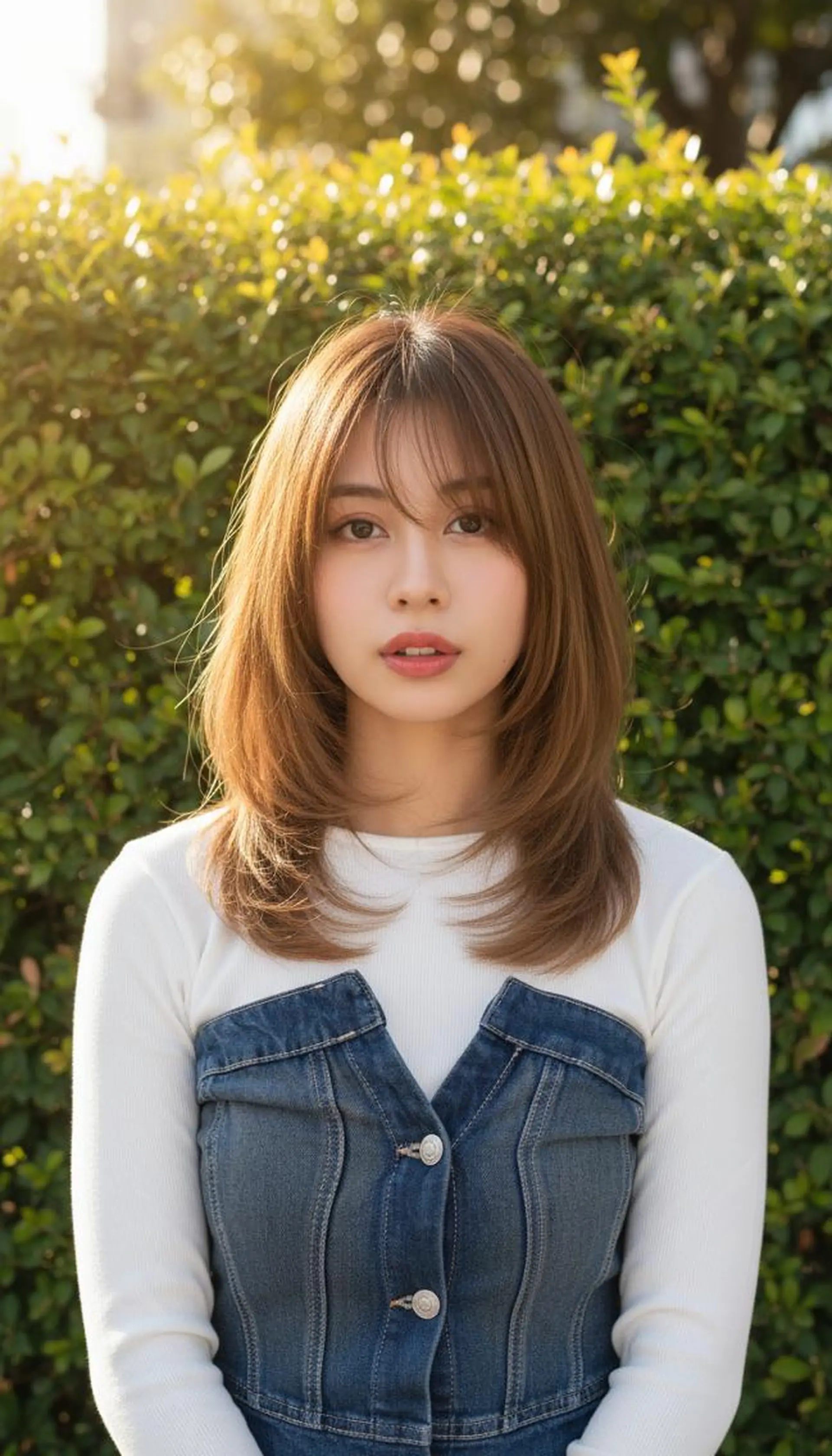 セミロング カラー パーマ ブラウンカラー 透明感カラー レイヤーカット カット パーマ 縮毛矯正 トリートメント ヘアセット さく/髪質改善× 縮毛矯正/町田のヘアスタイル