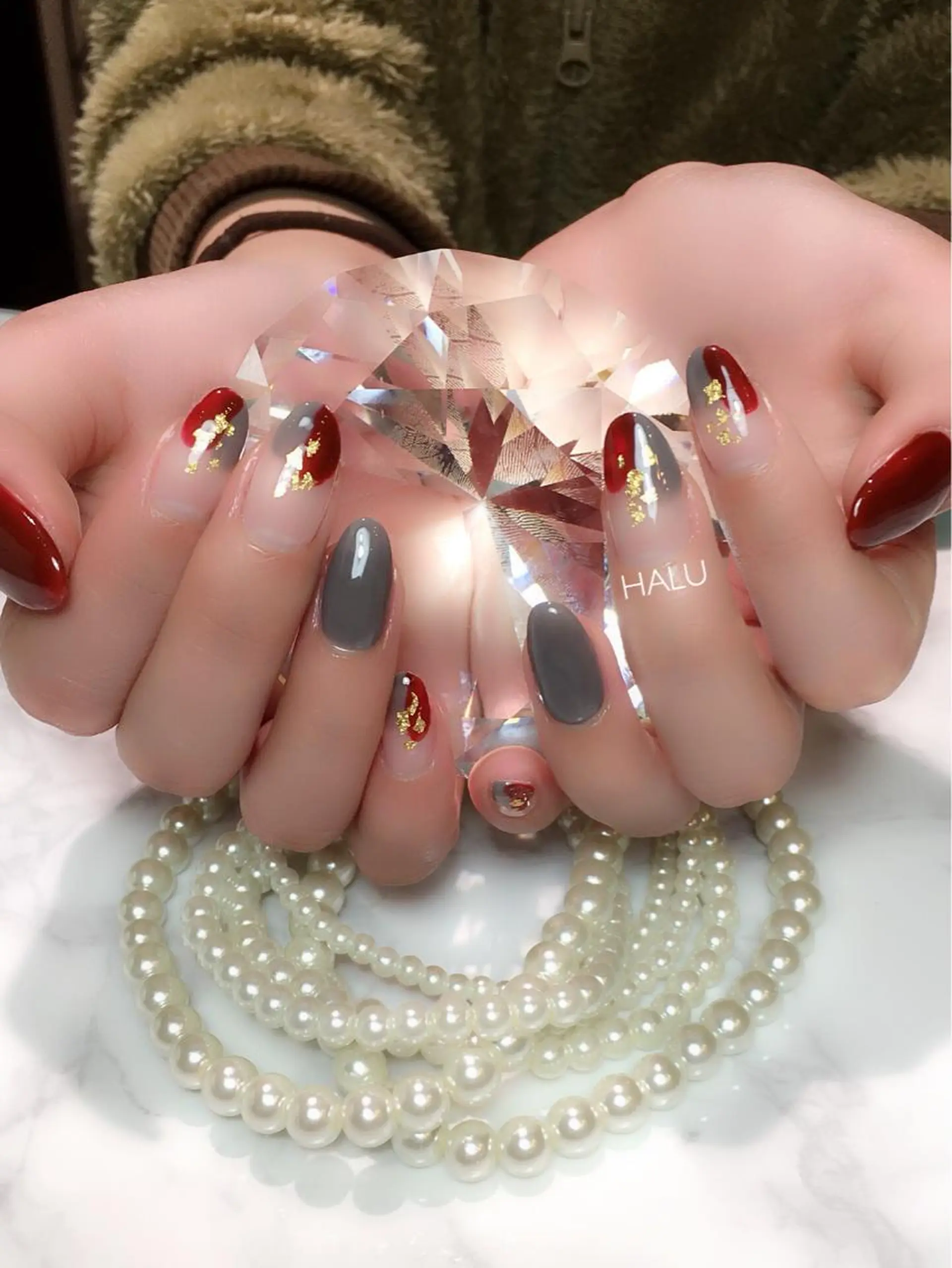 ネイル カジュアル ストーンネイル HALU ハルのネイルデザイン
