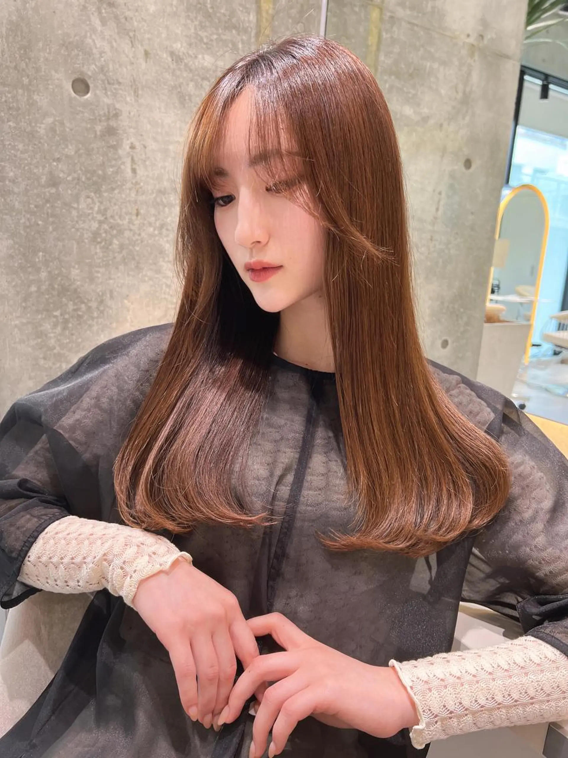 ロング カラー ダブルカラー 髪質改善 縮毛矯正 トリートメント 酸性ストレート 福岡縮毛矯正✨️ ストレート 向井和輝のヘアスタイル