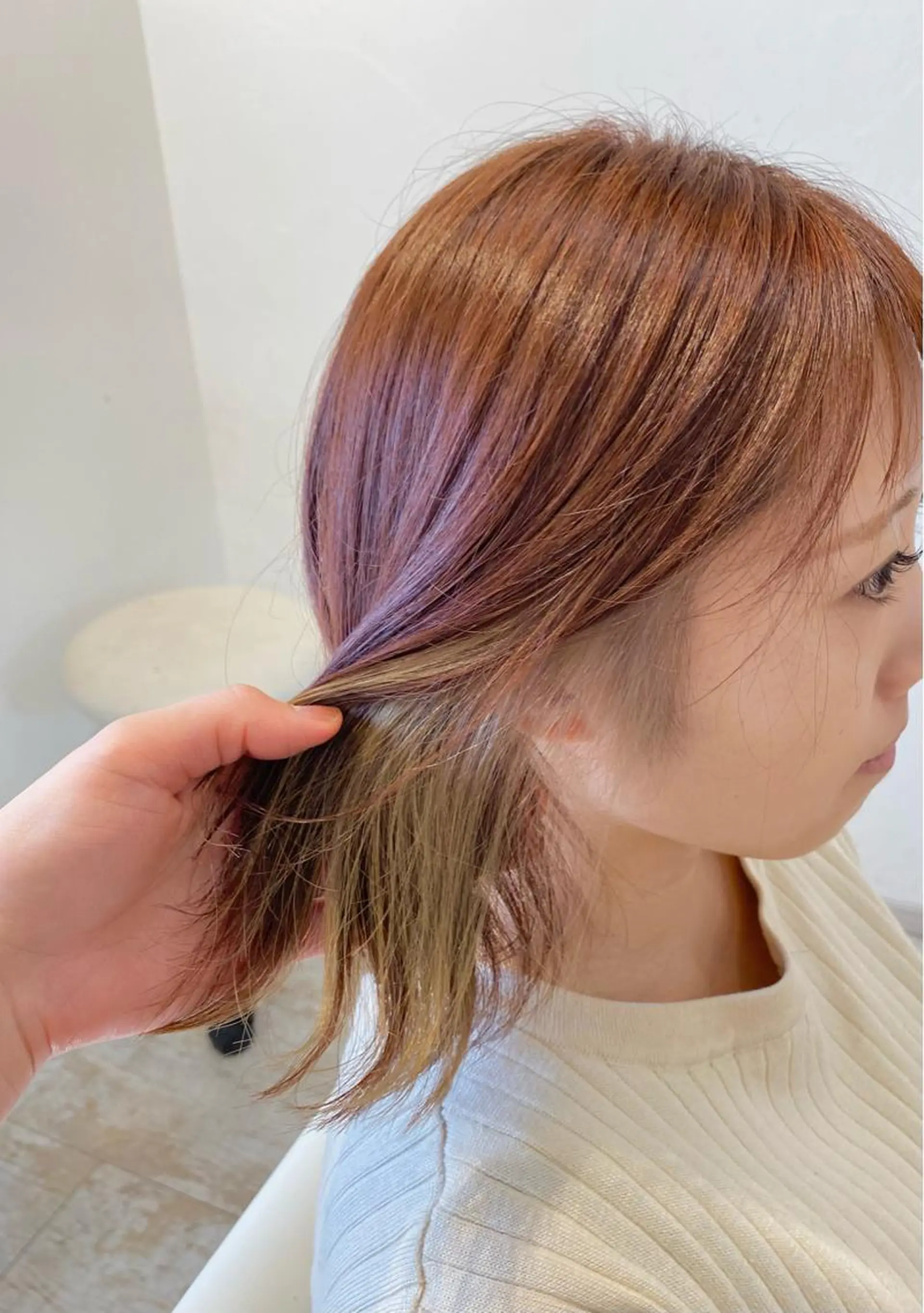ミディアム カラー ベージュカラー ブリーチ ケアブリーチ 透明感カラー ダブルカラー ブリーチなしWカラー /酸性ストレート河本のヘアスタイル