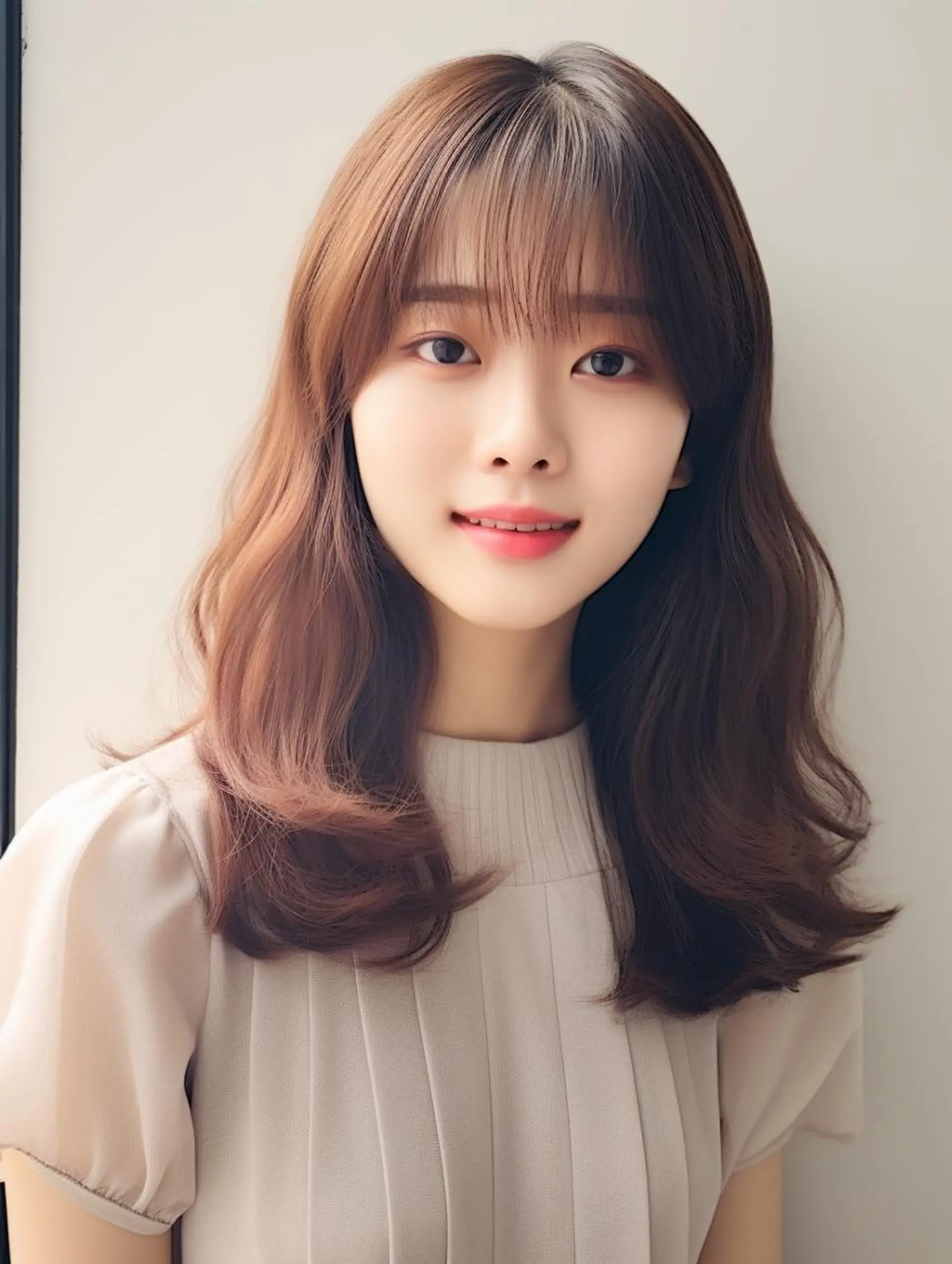 カラー セミロング 表参道/さあ や/大人ナチュラルのヘアスタイル