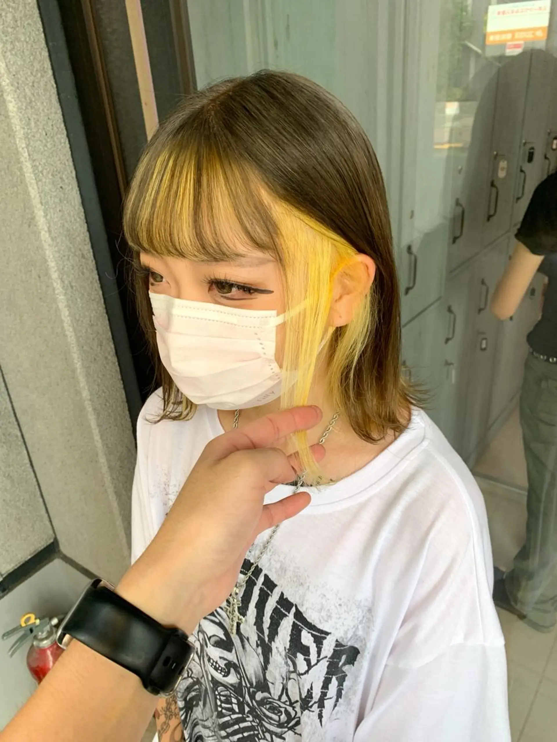 ミディアム アッシュ アッシュグレー アッシュグレージュ ミストバング ピンクブラウン ヘアカラー トリートメント ハイトーン髪質改善 🎀🐰堀川智史🎀のヘアスタイル