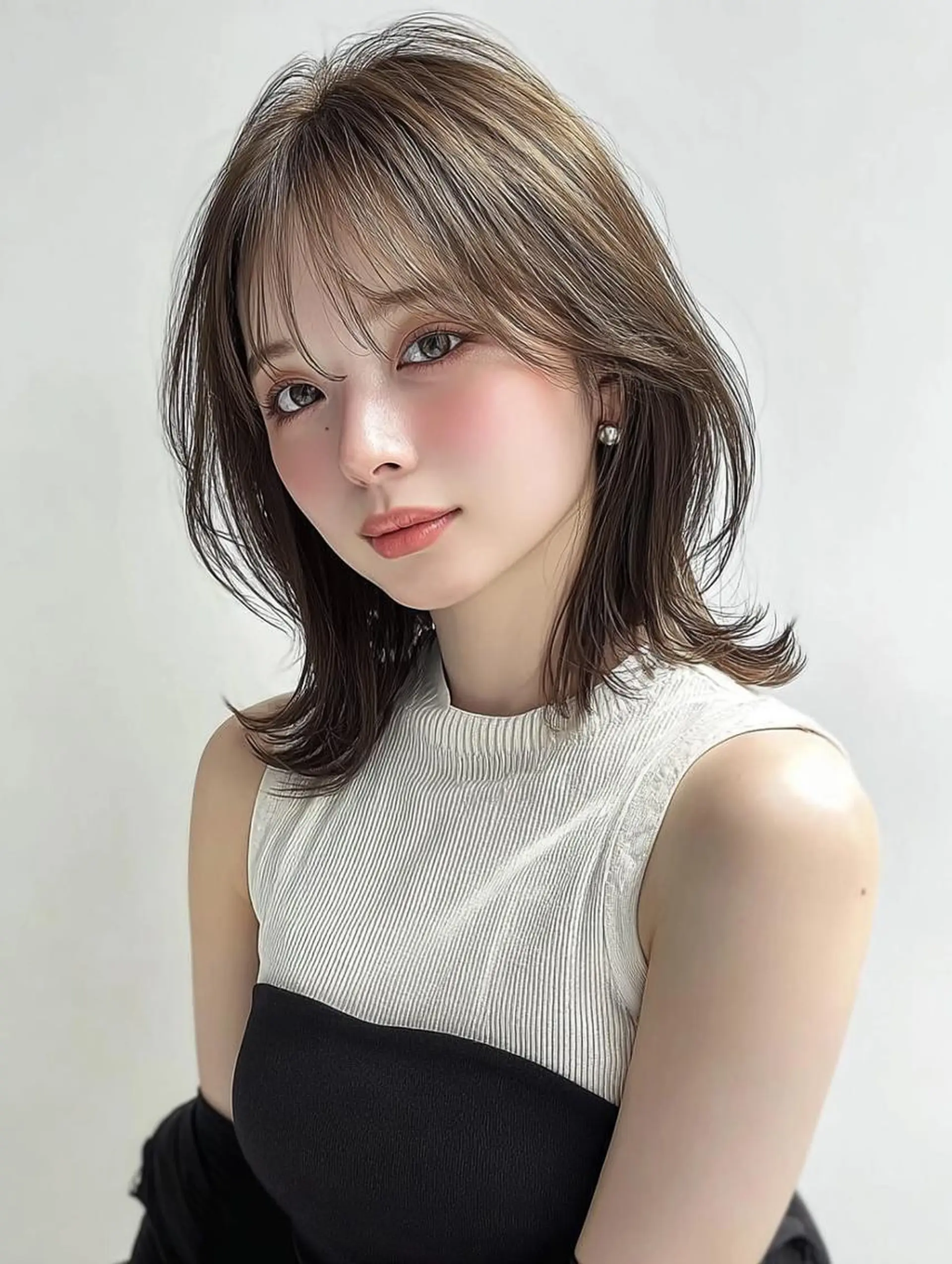 ミディアム カット ヘアカラー トリートメント 肥後 有紗のヘアスタイル