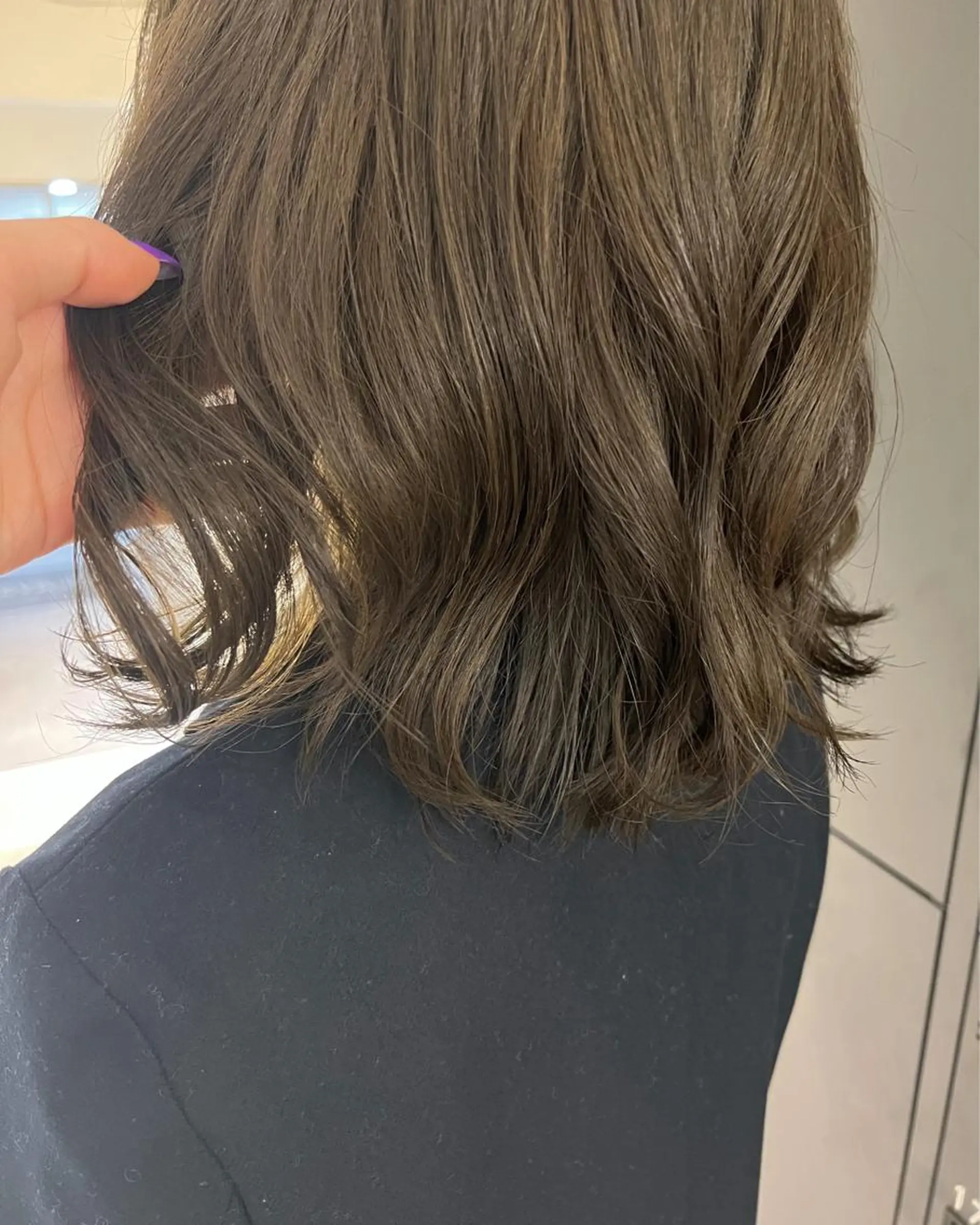 ミディアム ボブ 暗髪カラー🫐パーマ おくだりんかのヘアスタイル