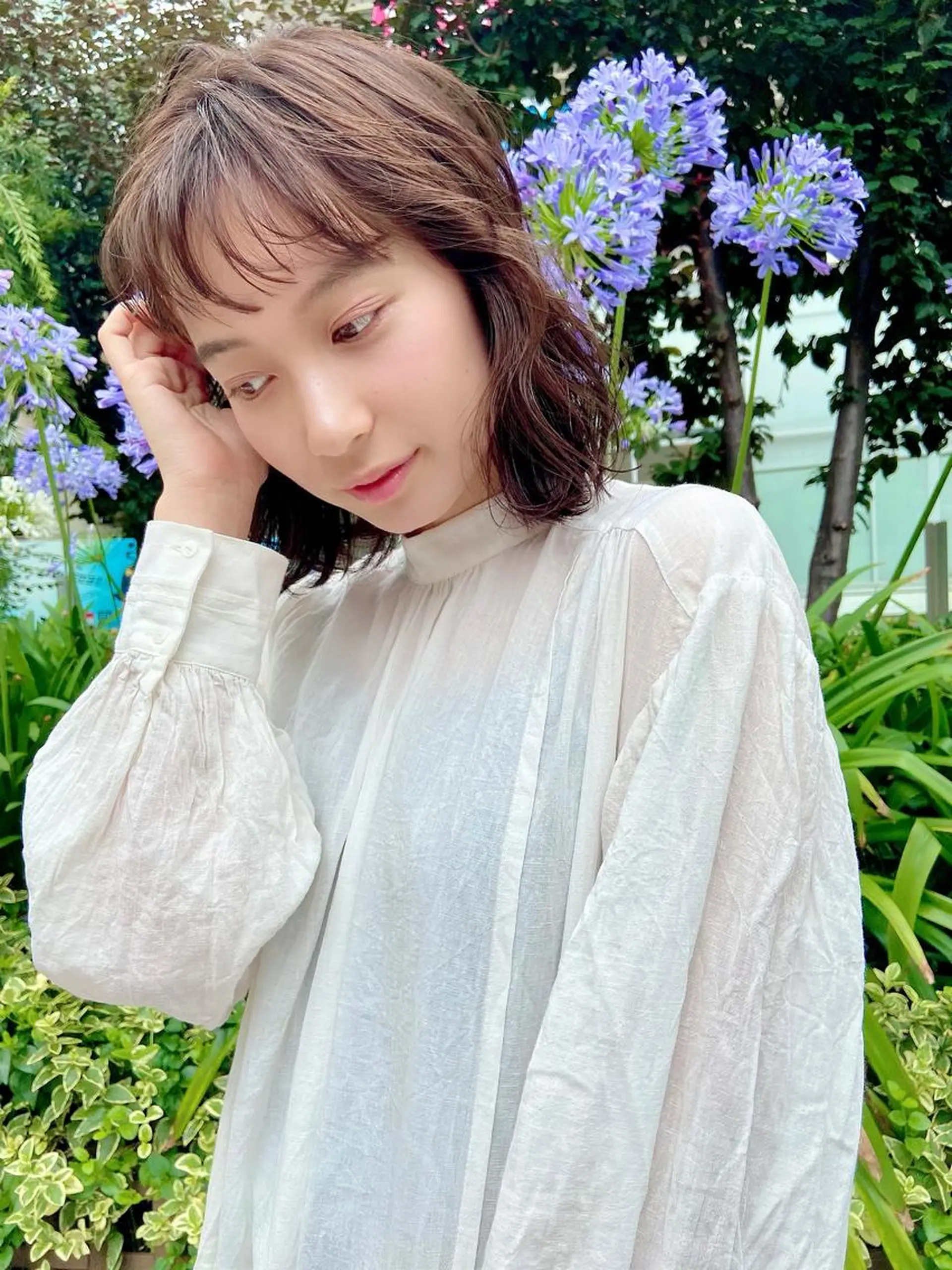 ミディアム カラー ブリーチ ケアカラー ブリーチなしカラー 木下 奈々のヘアスタイル