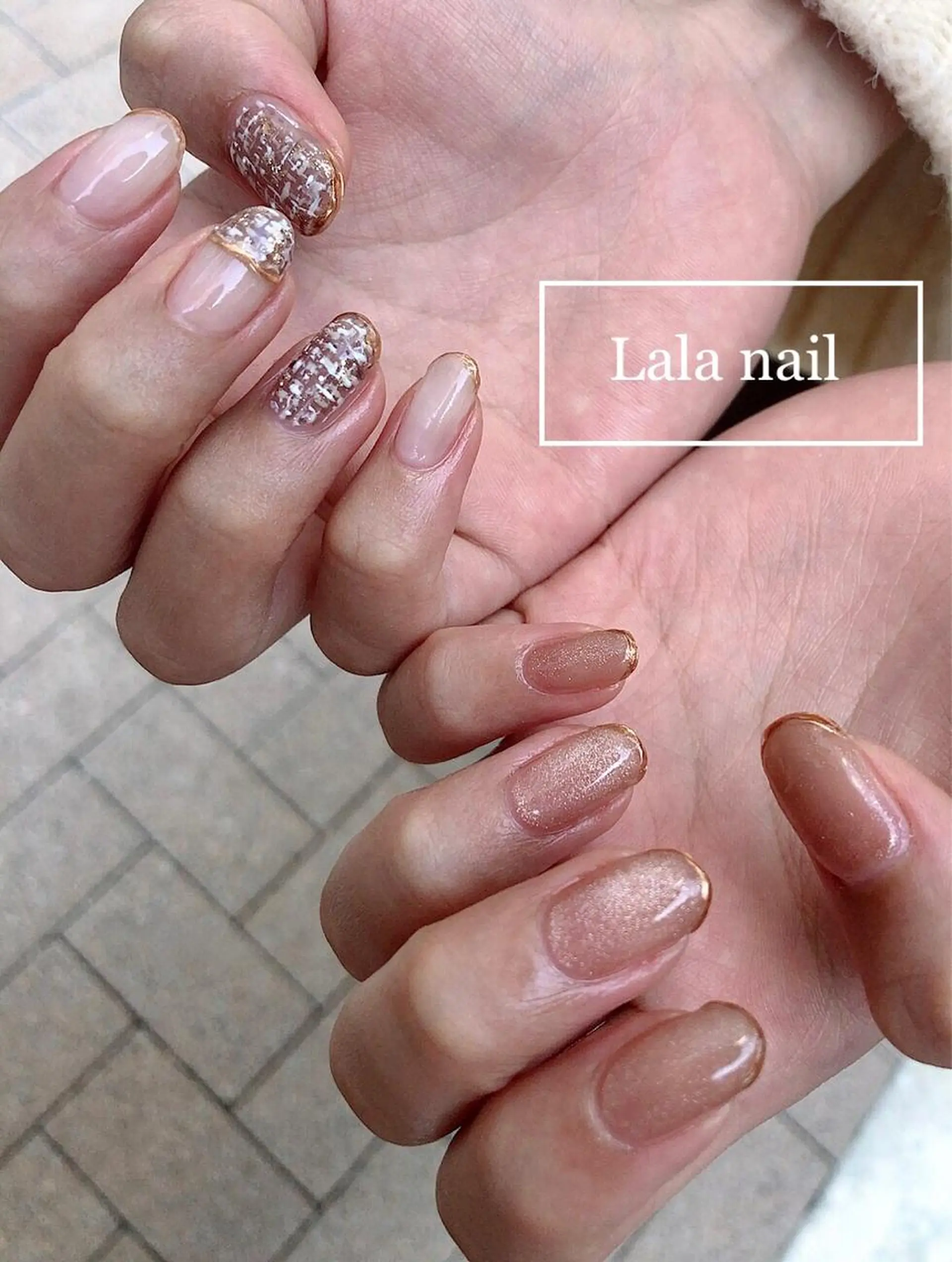 ネイル フレンチネイル マグネットネイル ミラーネイル ツイードネイル 冬ネイル Lala nailのネイルデザイン