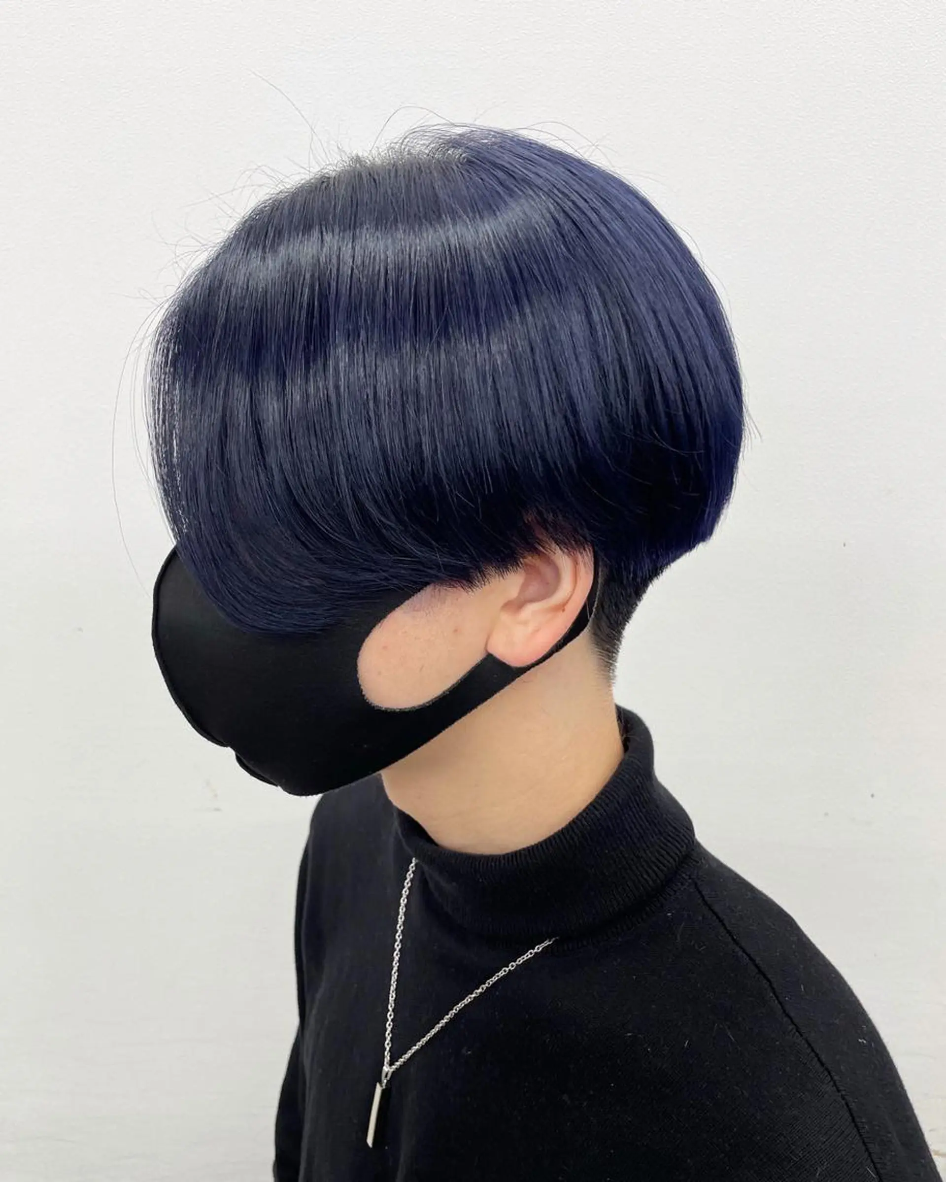 ショート カラー メンズ センターパート マッシュ ネイビーカラー 🎀プルエクステ みまひかる🎀のヘアスタイル