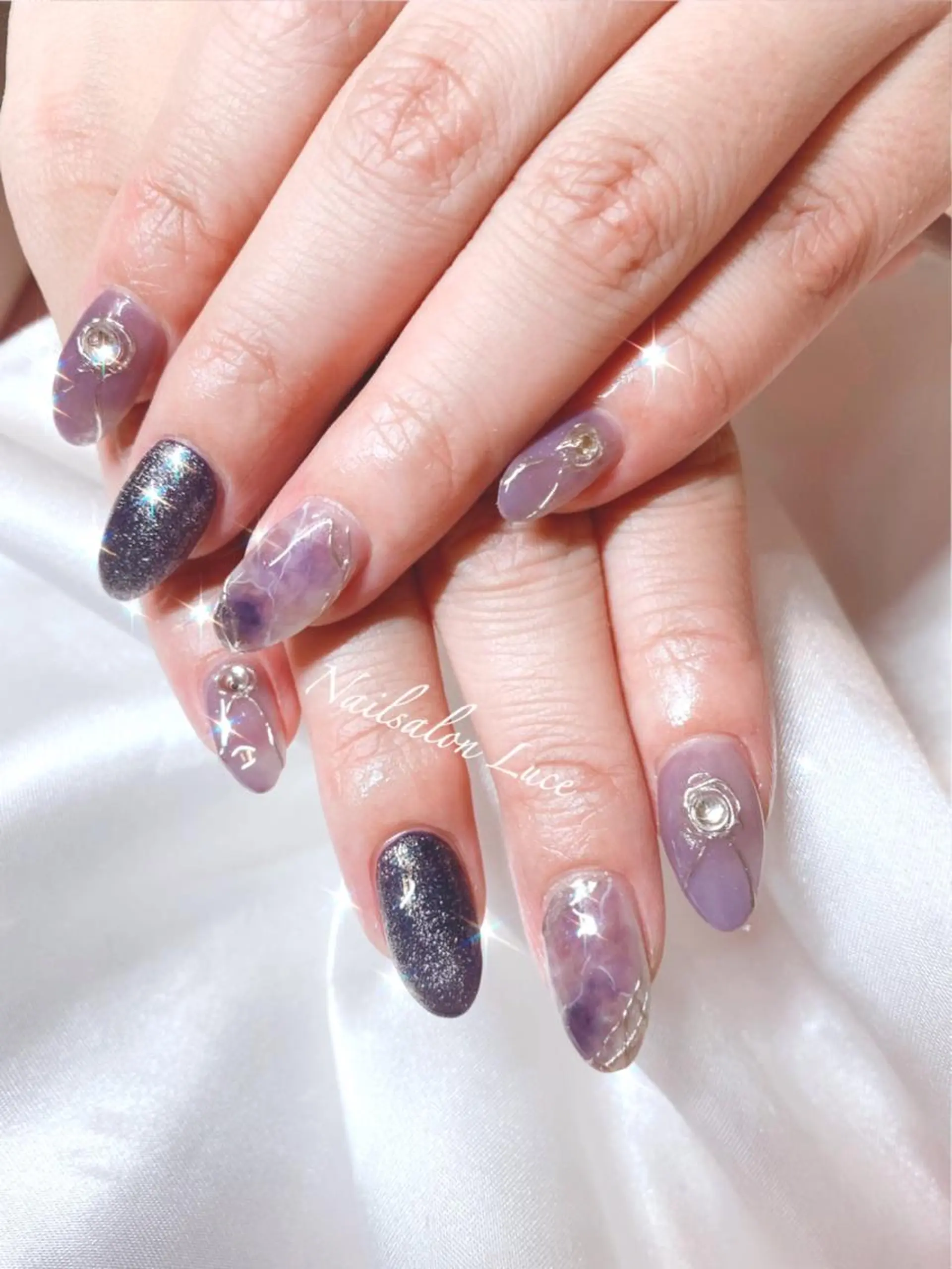 ネイル ジェルネイル 大理石ネイル(マーブル) ニュアンスネイル ワンカラーネイル まつ毛、ネイル& 脱毛サロン　Lのマツエク・マツパデザイン