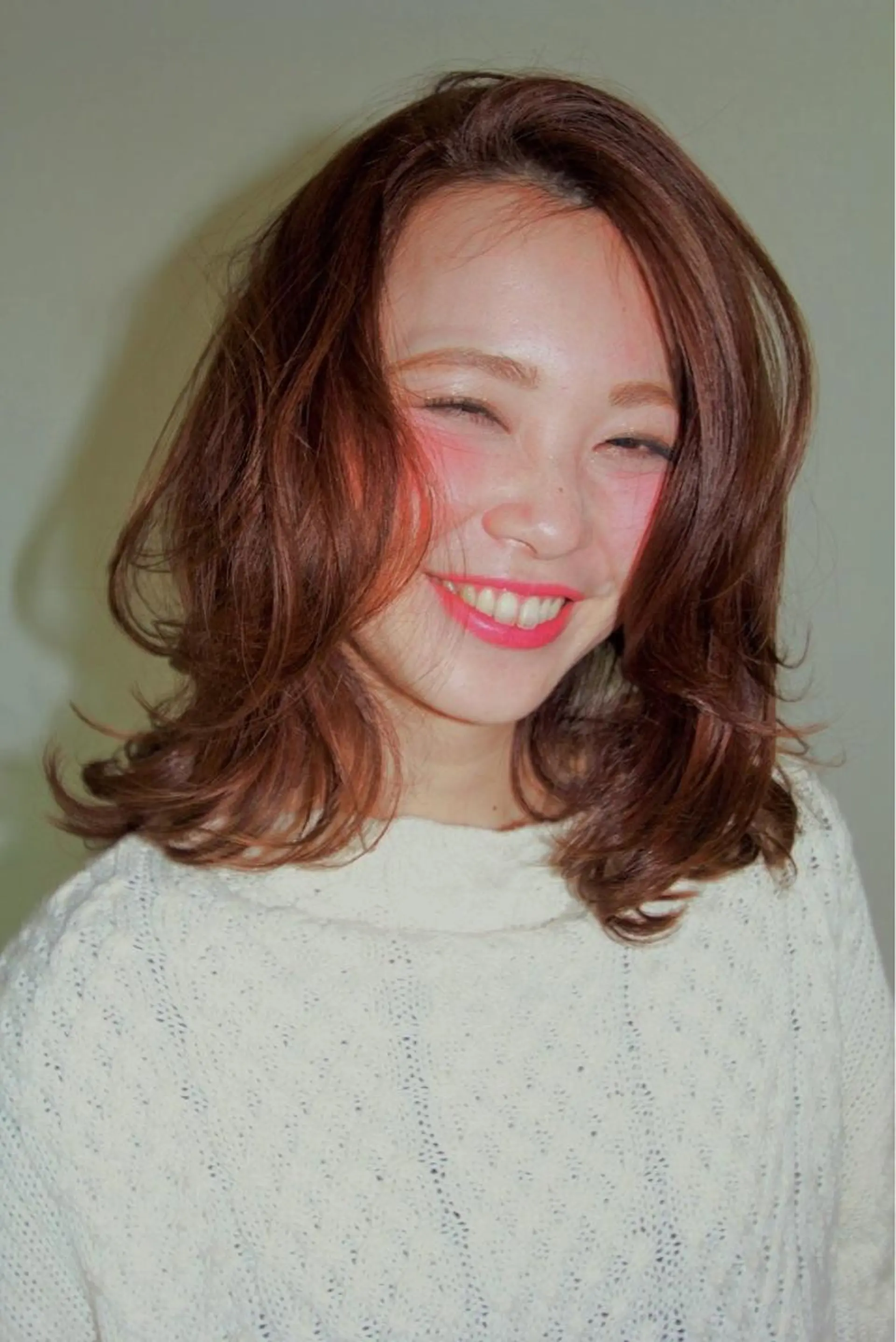 セミロング カラー パーマ クボキ サヤのヘアスタイル