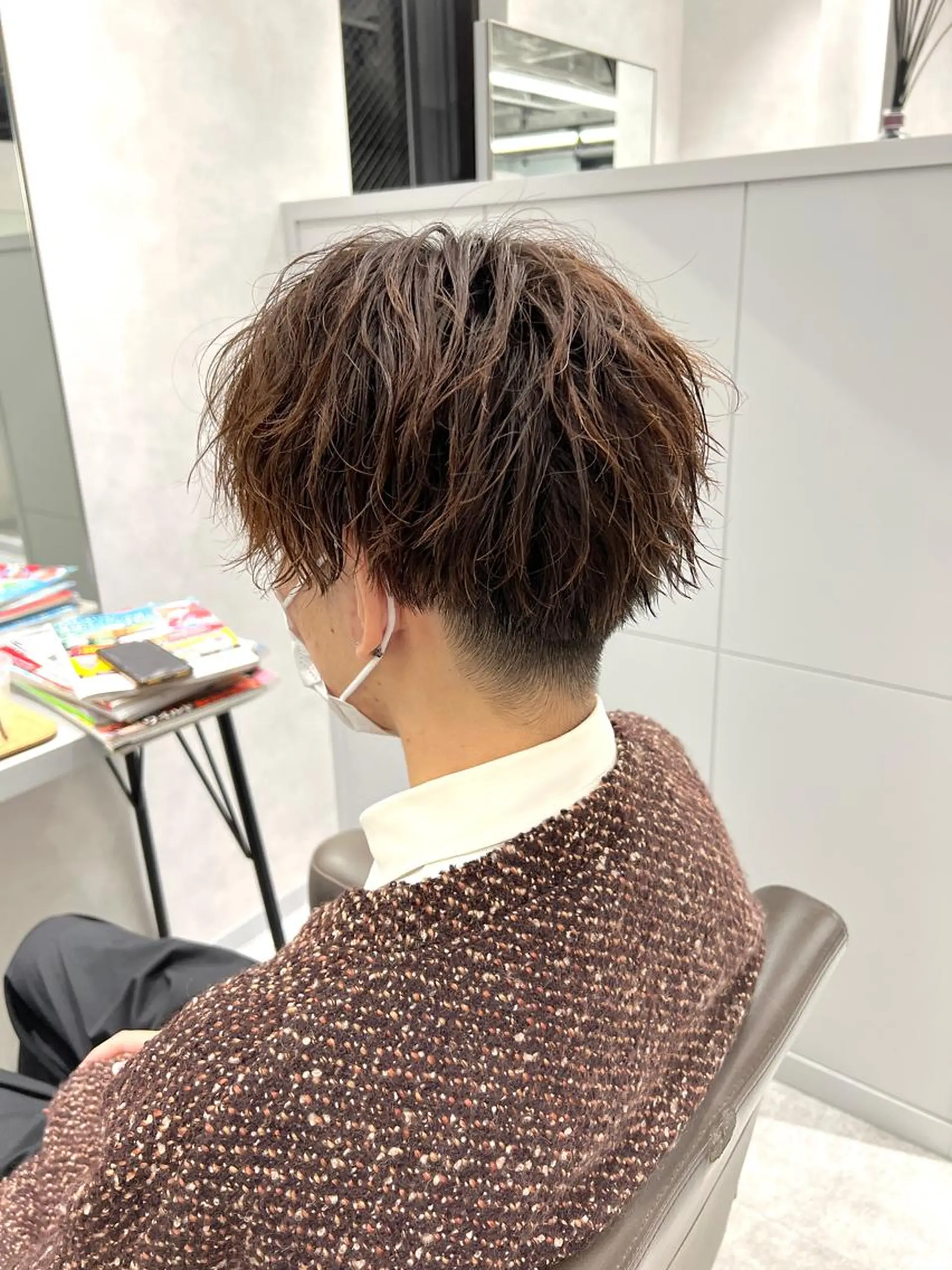 ショート カラー パーマ メンズ 関西センターパート メンズモデル募集のヘアスタイル