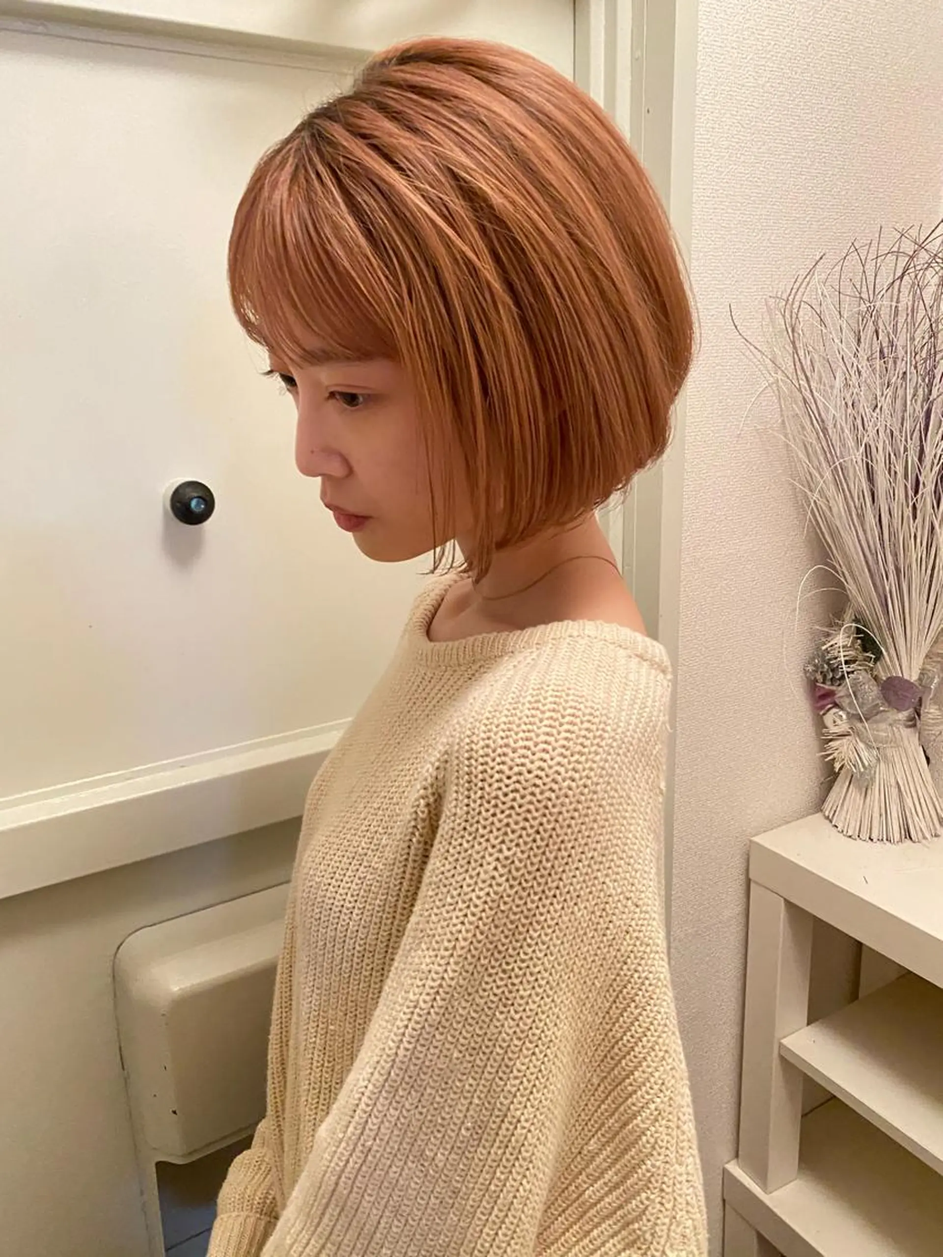 ショート カラー ベージュカラー オレンジ オレンジベージュ ボブ Pia hair Design Yakuin所属・Pia ツボイ ケイタのヘアスタイル