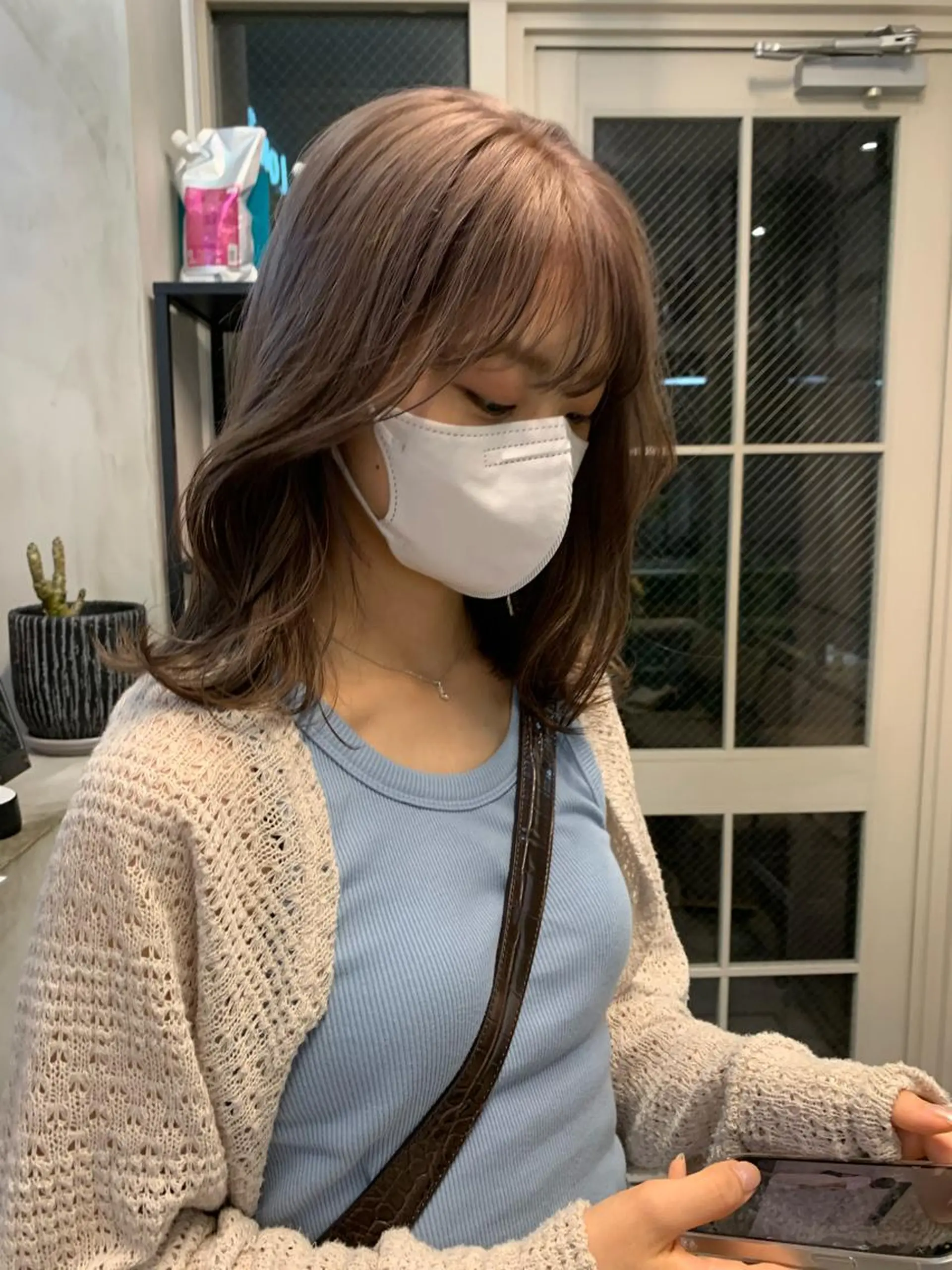 ミディアム カラー ヘアカラー トリートメント REINA☁️透明感 カラー/ぷつっと♡のヘアスタイル