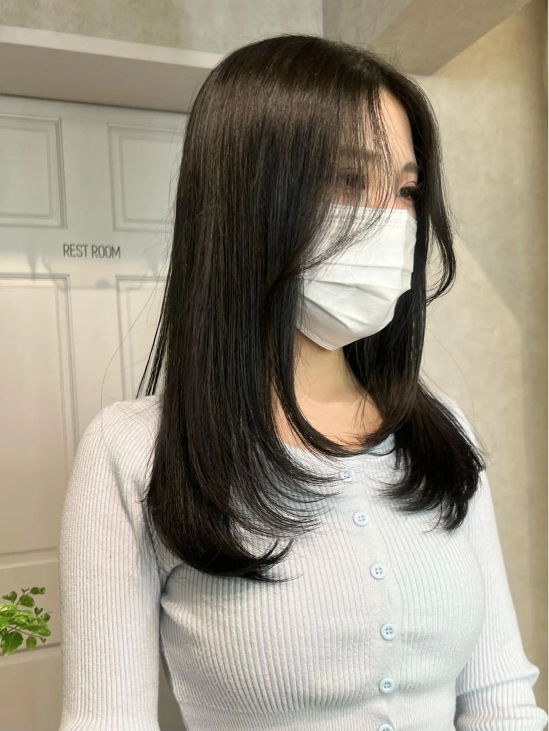 セミロング 顔周りカット レイヤーカット カット ヘアカラー ｻﾄｳﾐﾉﾘ韓国ヘア 韓国メンズヘアのヘアスタイル