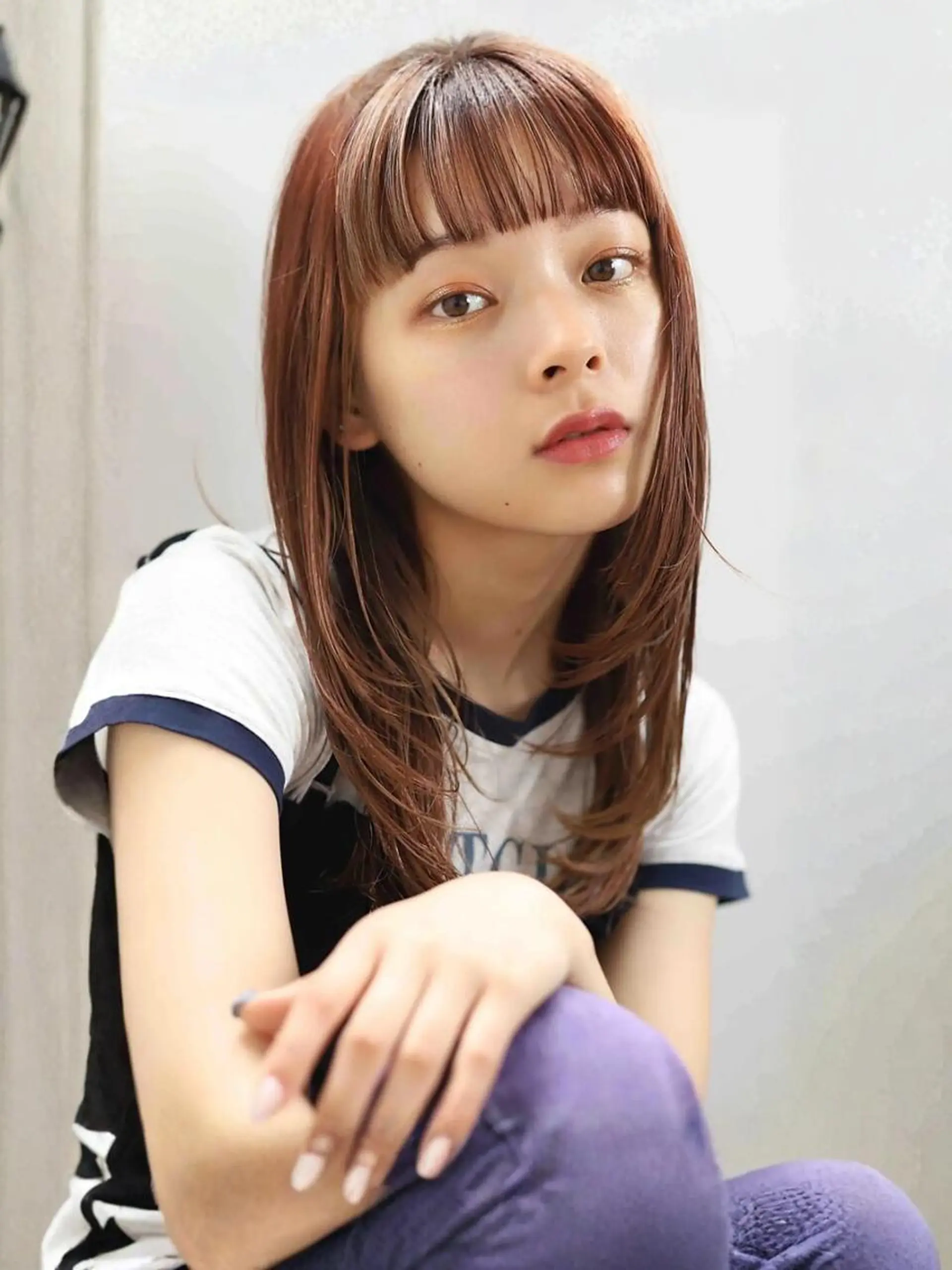 ロング ハイライト 髪質改善 韓国風ヘア レイヤーカット 小顔カット カット ヘアカラー トリートメント TIGRE for hairのヘアスタイル