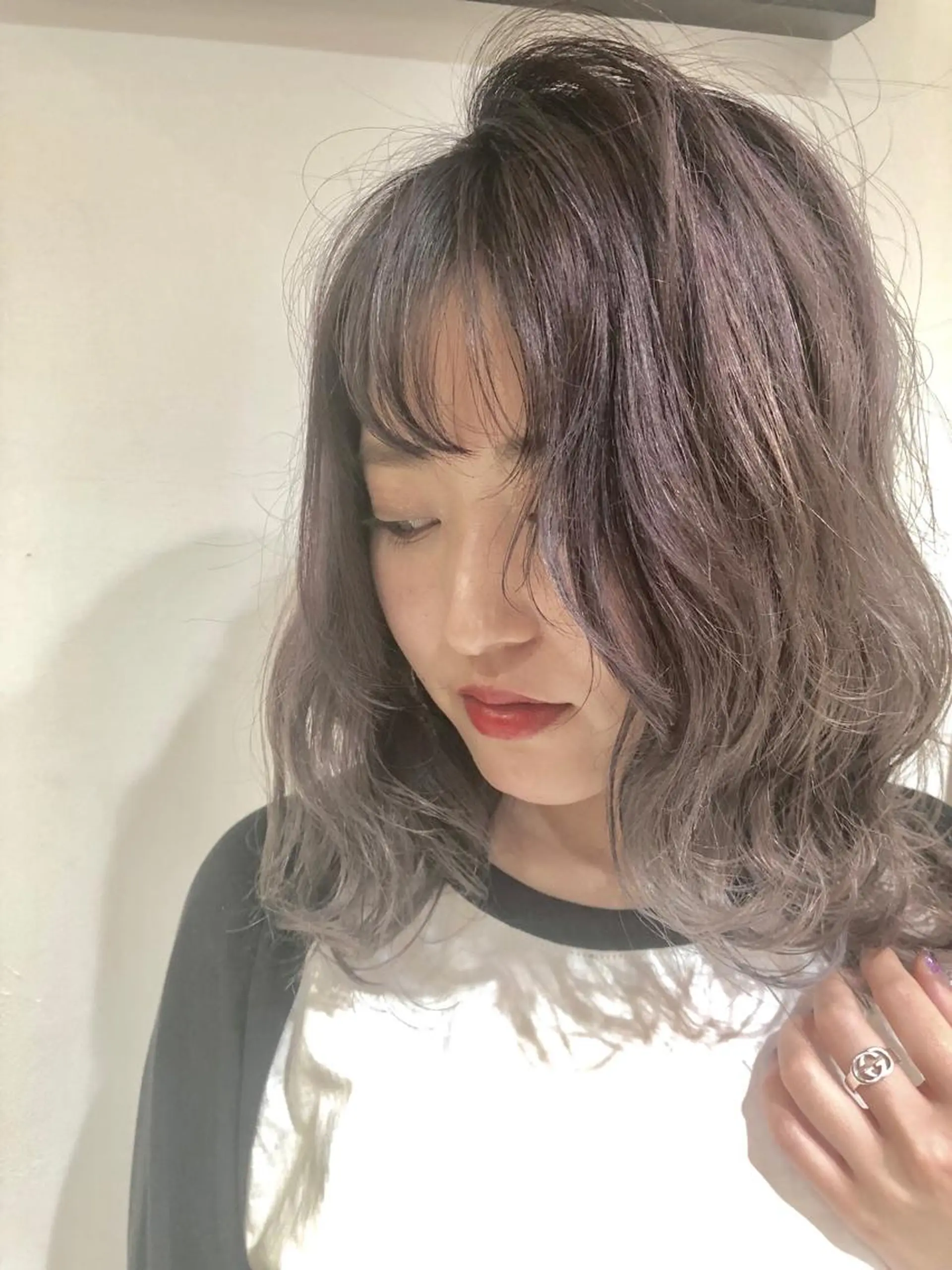 ミディアム カラー ラベンダーカラー ラベンダーグレー カット ヘアカラー トリートメント 店長 小池アキトのヘアスタイル