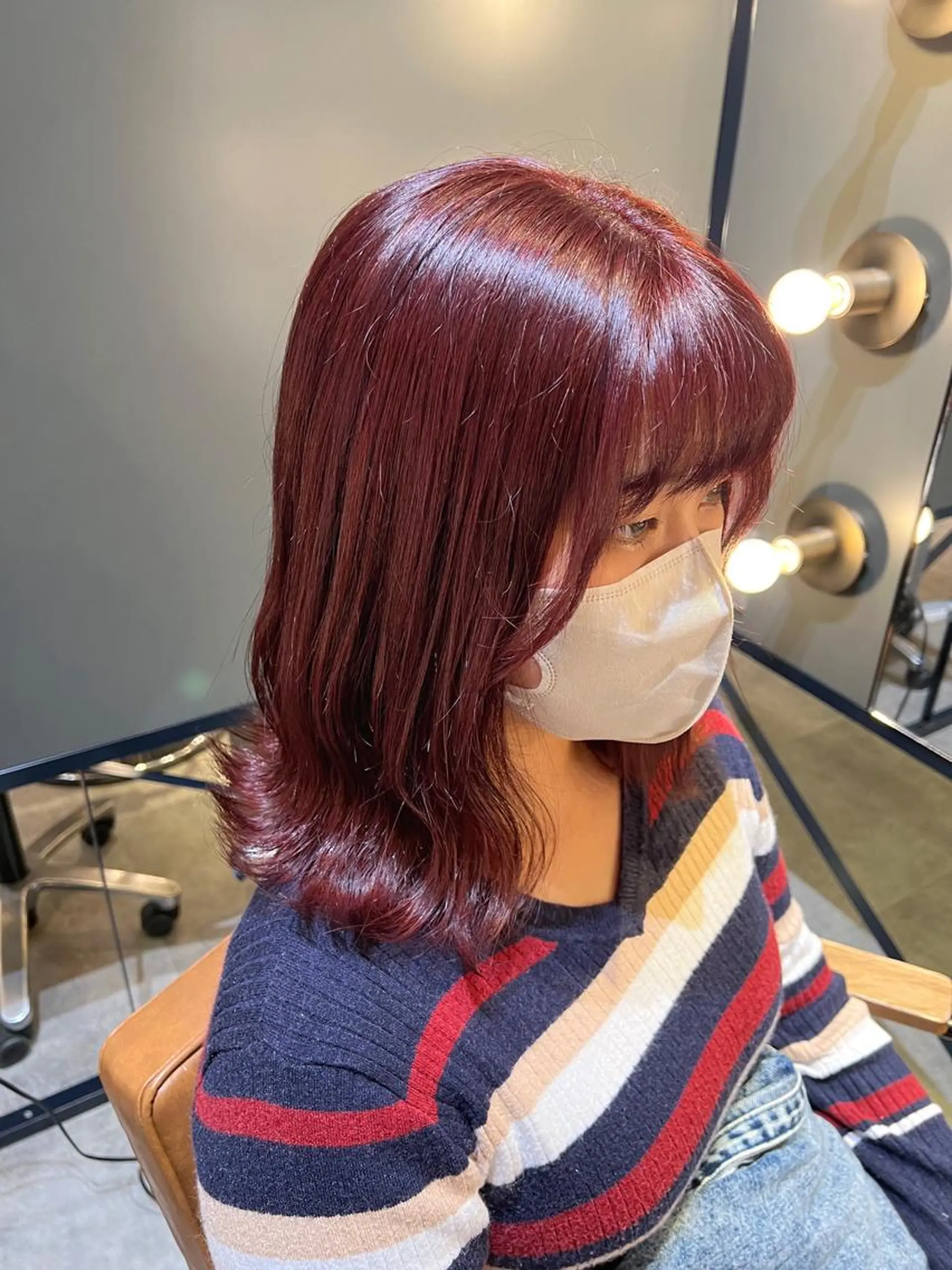 ミディアム カラー ラベンダーカラー ピンクカラー ピンクラベンダー カット ヘアカラー トリートメント THINK SHOP sakiのヘアスタイル