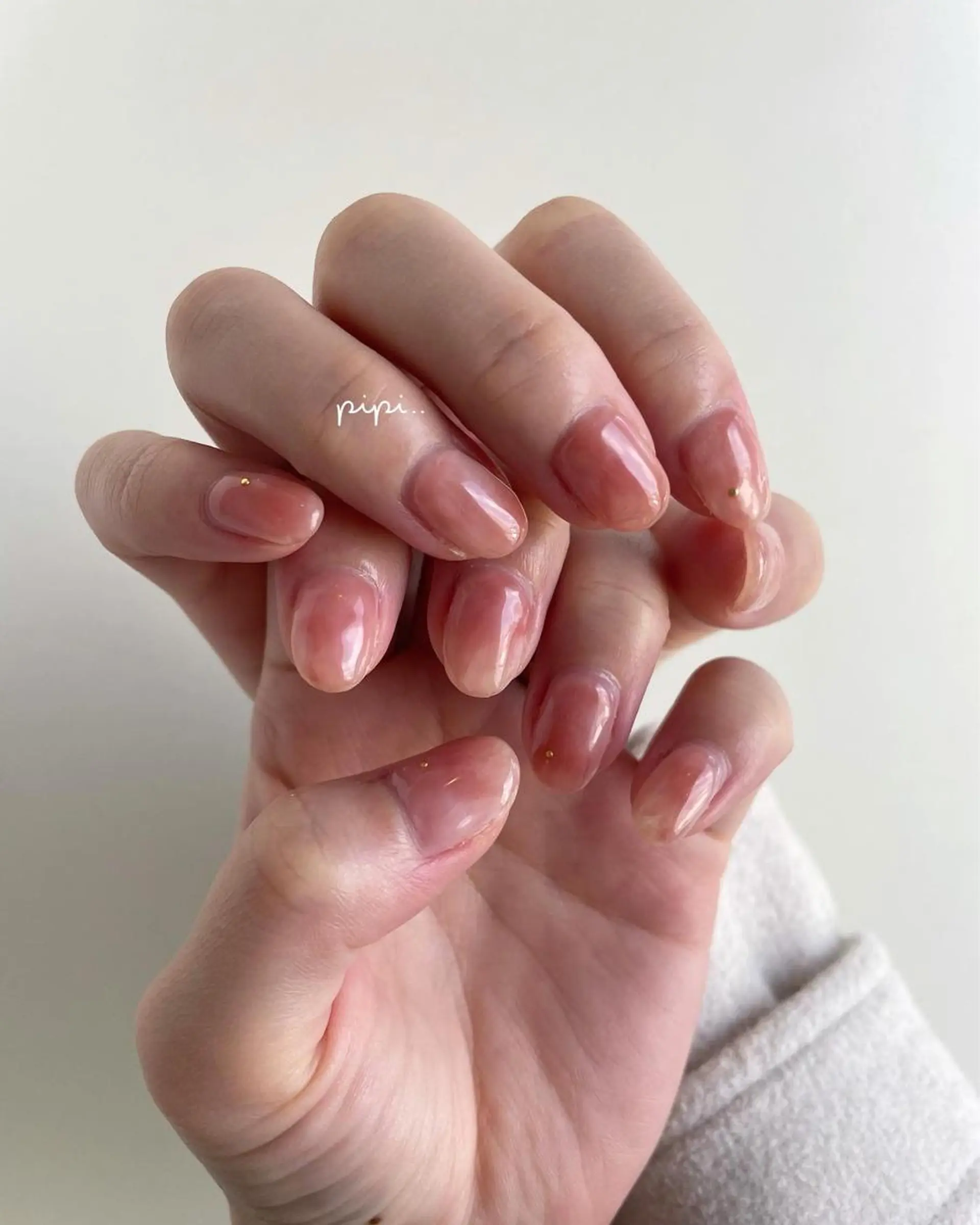 ショート ネイル クリアネイル 赤色 春ネイル pipi..所属・pipi ..のネイルデザイン