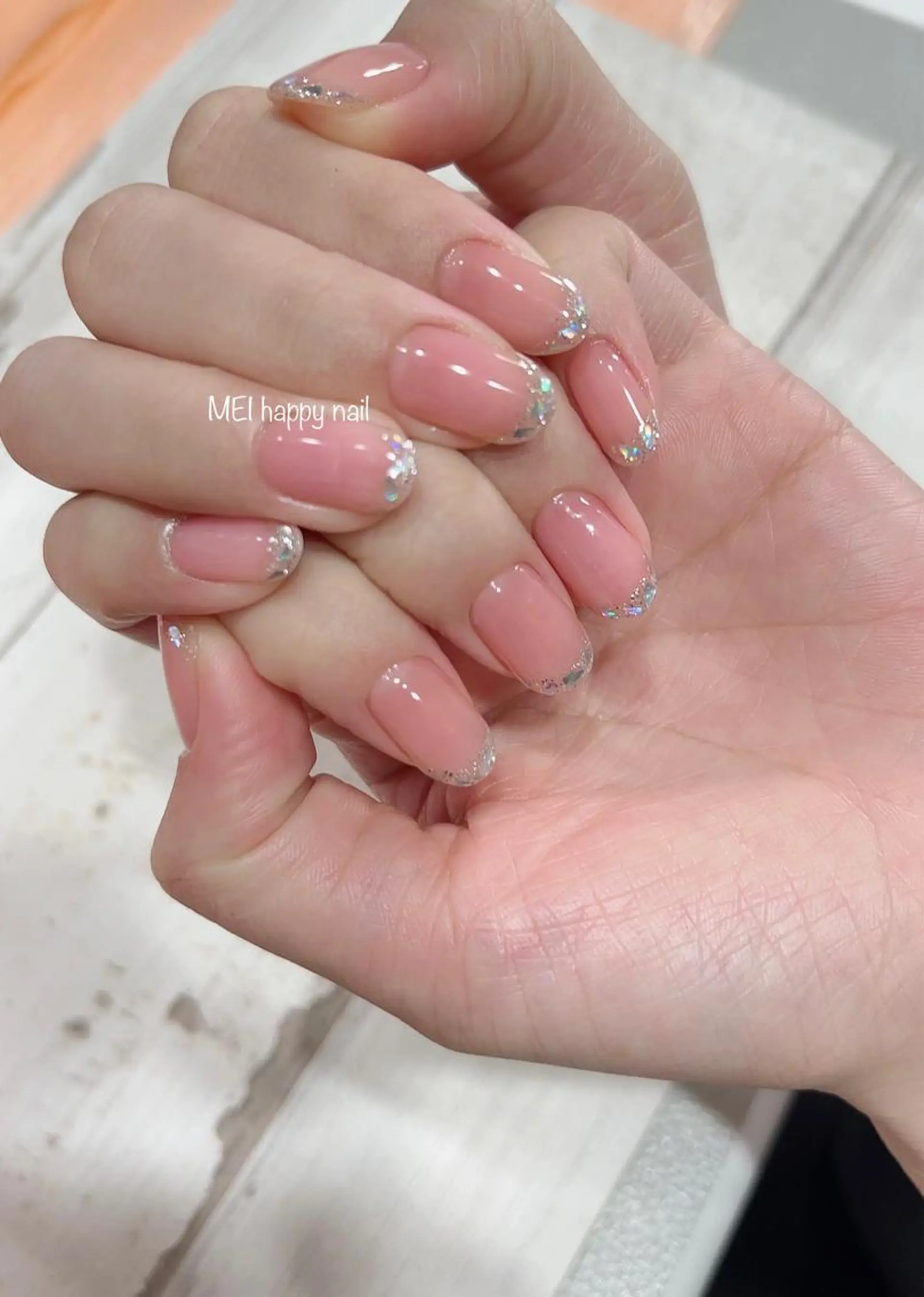 ネイル フレンチネイル ガラスフレンチ 北浦和 自爪育成ケアのネイルデザイン