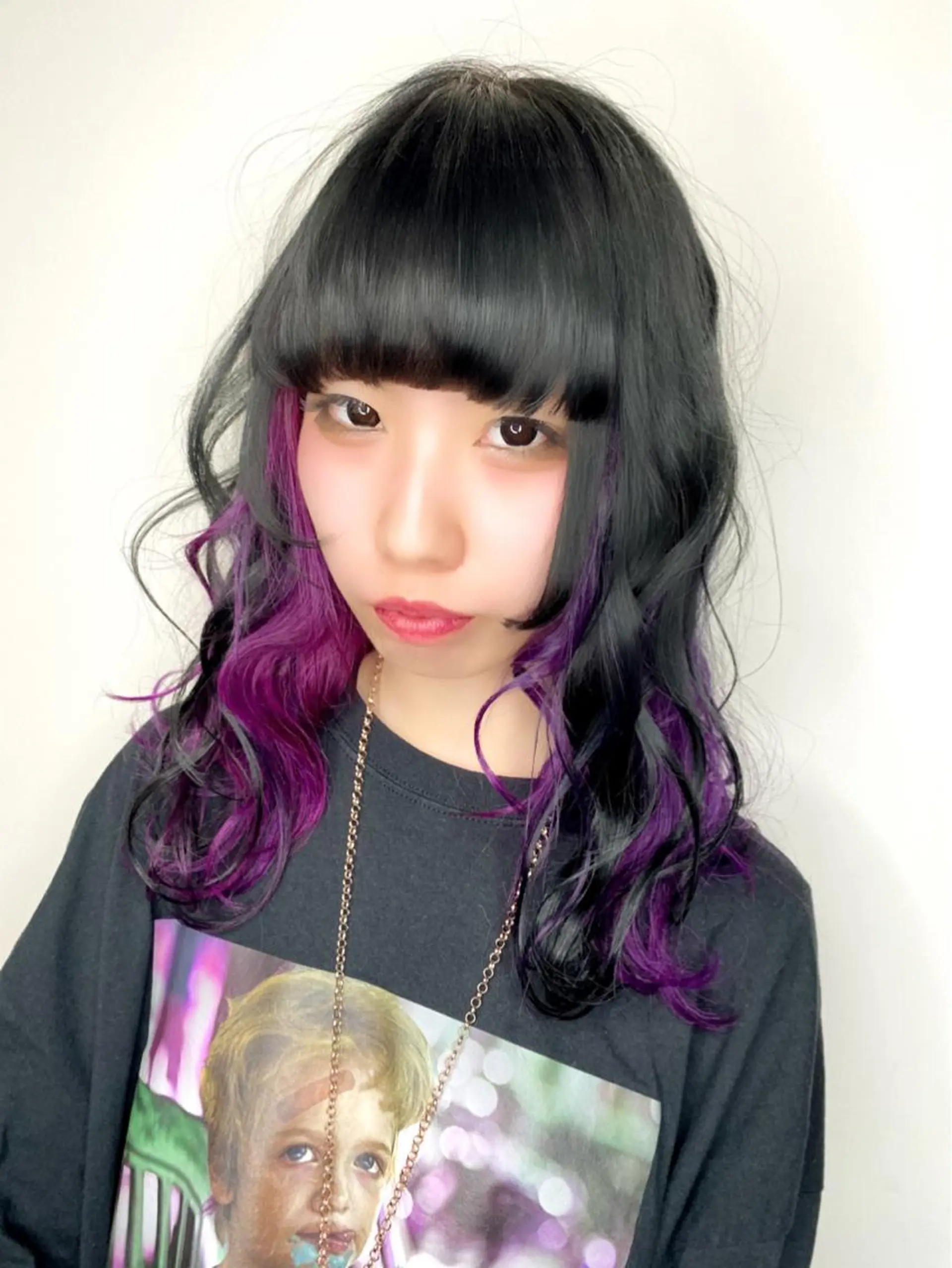 ロング カラー 黒髪 ブルーカラー ブルーブラック バイオレットカラー カラー特化サロン茶屋 町Furukuboのヘアスタイル