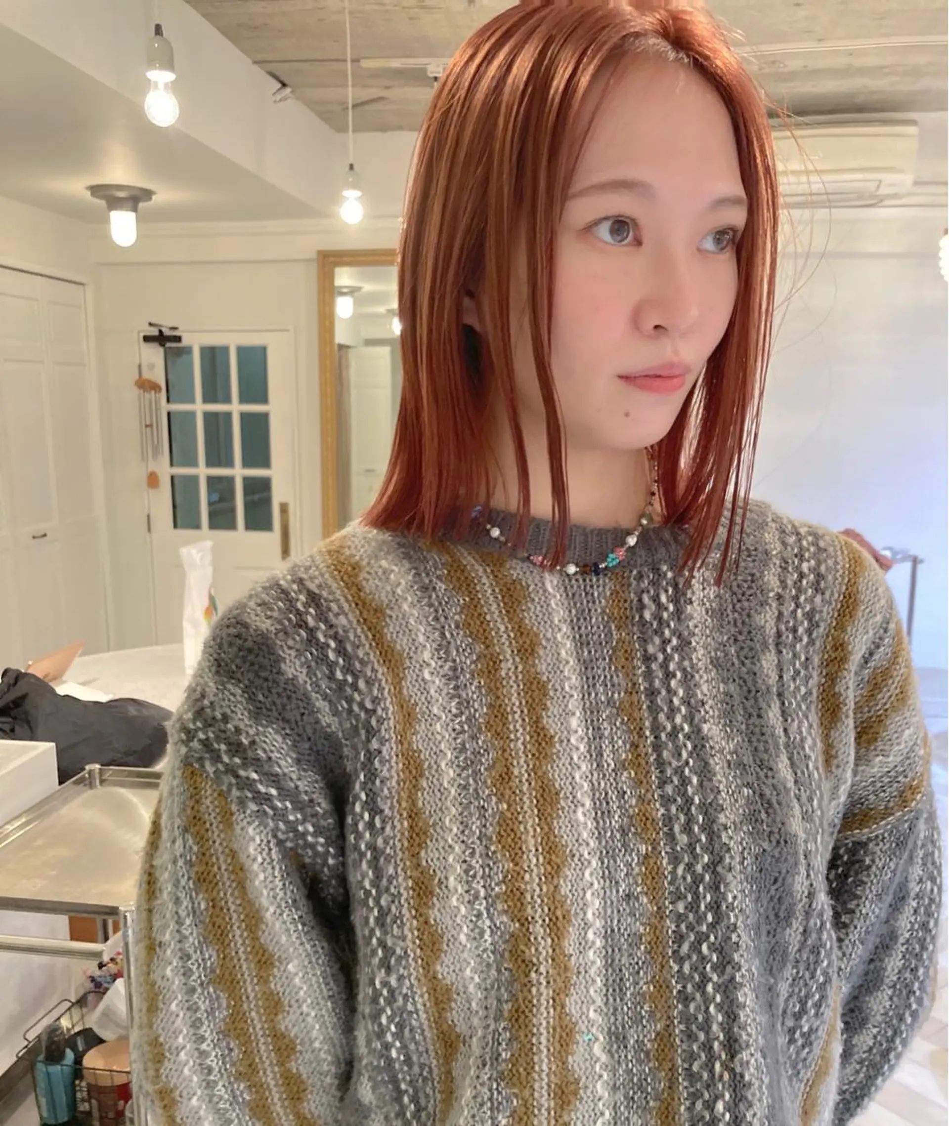 ミディアム カラー ベージュカラー ブリーチ オレンジ ピンクカラー カット ヘアカラー お洒落ベージュ🤎 代官山shibukiのヘアスタイル