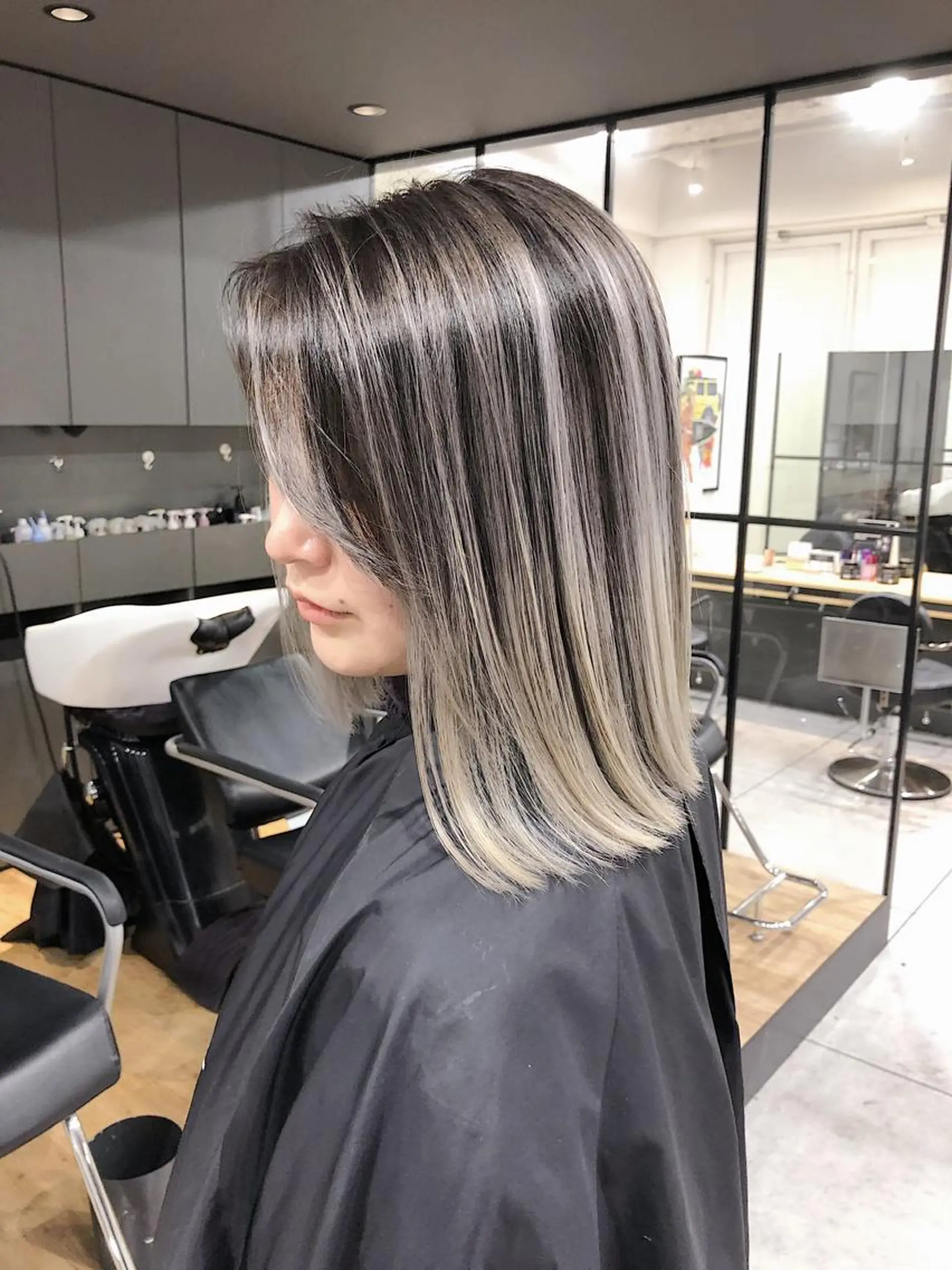 ミディアム カラー バレイヤージュ レイヤーカット ノンダメージ髪質改善 カラー💎/KURAのヘアスタイル