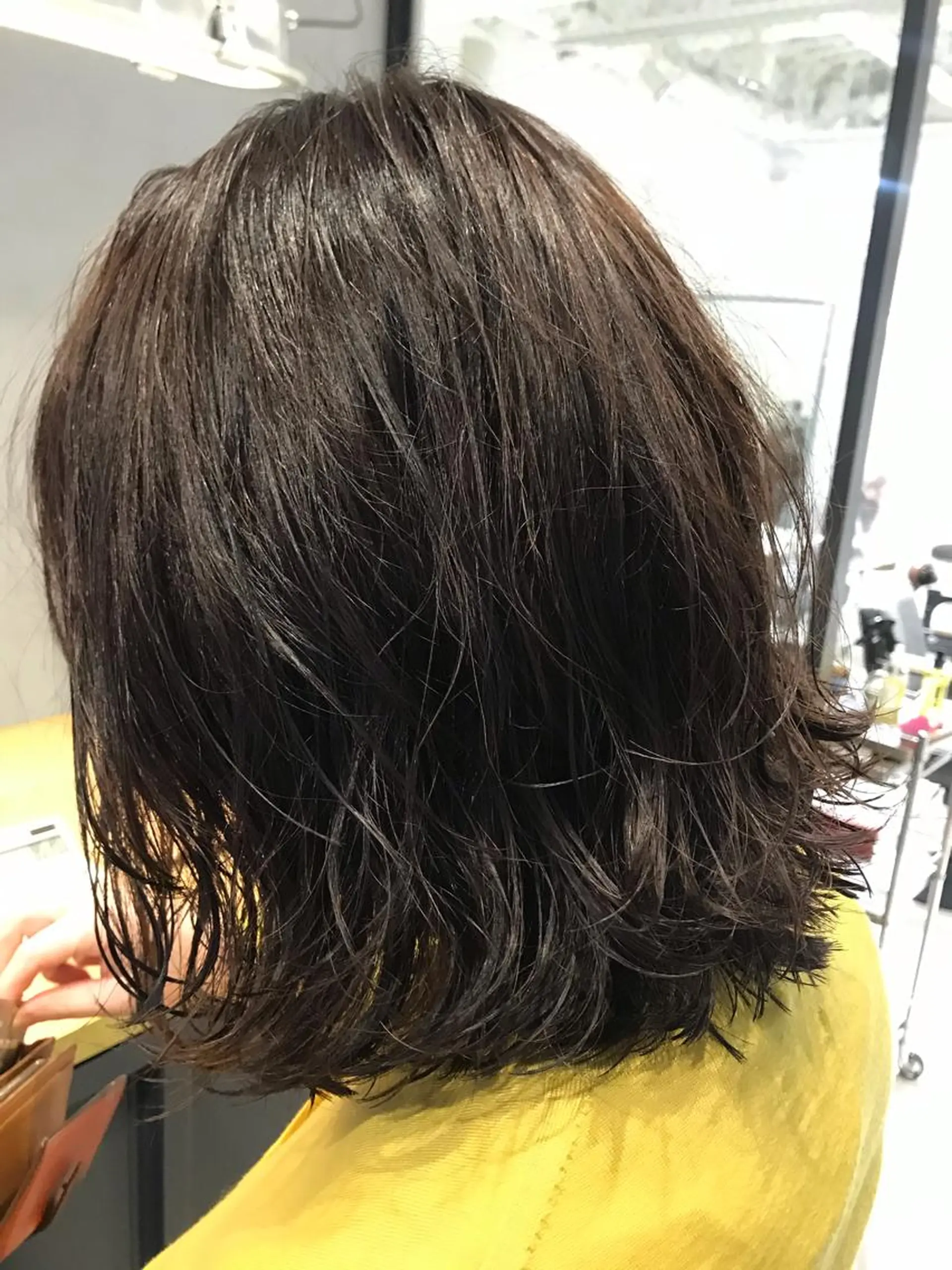ミディアム パーマ 暖色カラー🍊 ボブ🌿顔周りcutのヘアスタイル