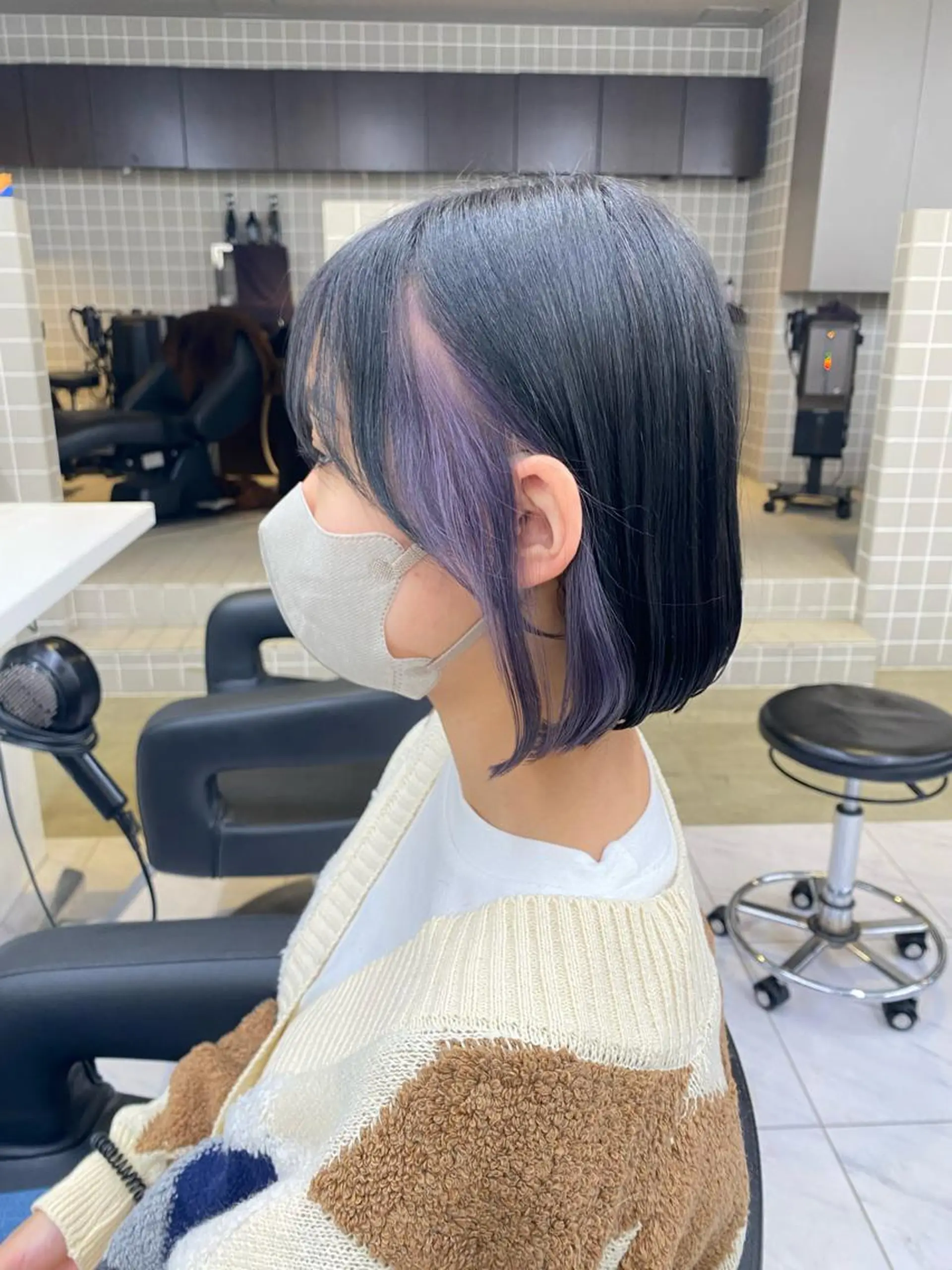 セミロング カラー ヘアアレンジ キッズ ダークグレー ダークグレージュ グレージュ ラベンダーカラー TRU Shino🦋のマツエク・マツパデザイン