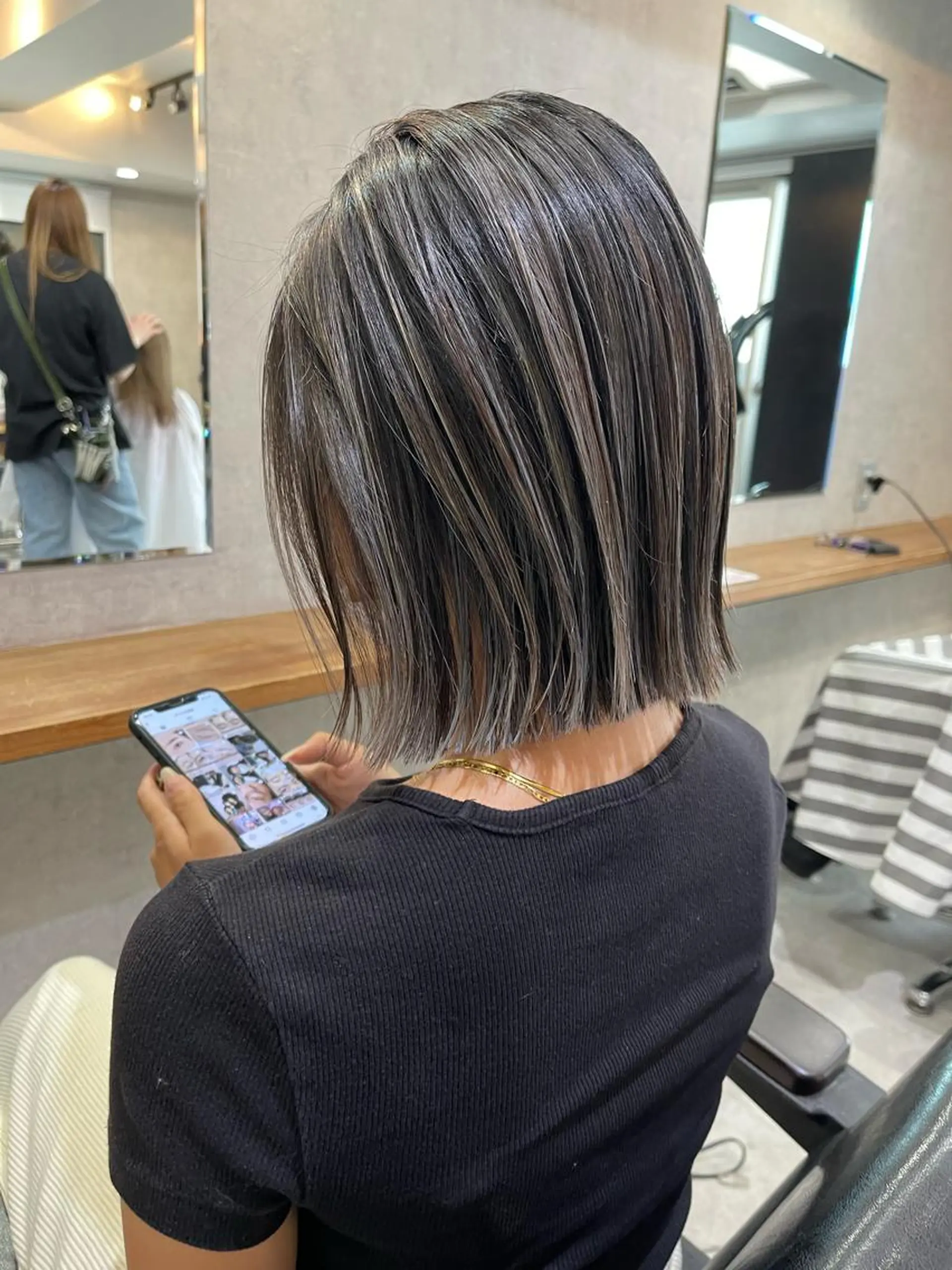 ショート カラー ヘアアレンジ ハイライトカラー ボブ ハイライト ヘアカラー 松井那津子 /ハイライトブリーチのヘアスタイル