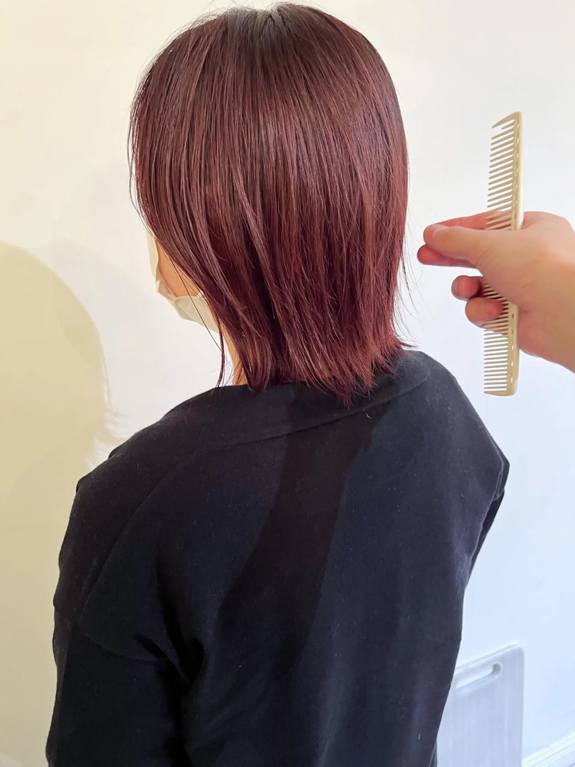 ミディアム カラー ベージュカラー ピンクカラー ピンクベージュ Memories 銀座のヘアスタイル