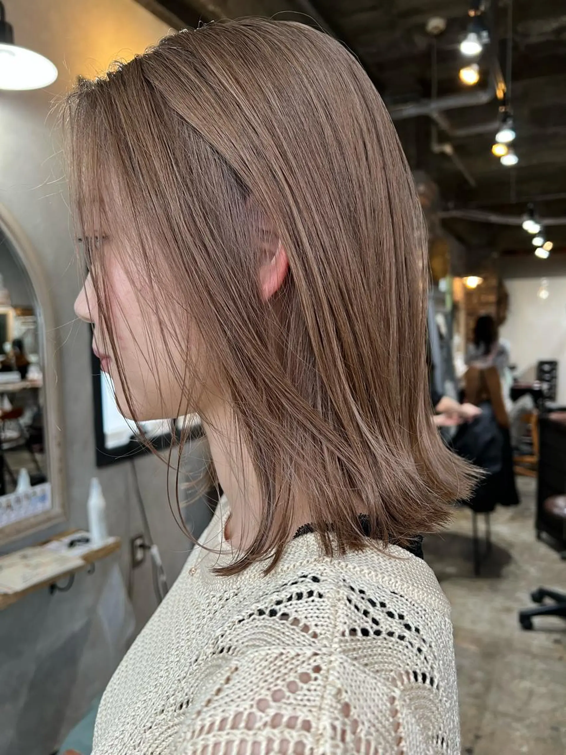 ミディアム カラー ヘアカラー トリートメント ツキノキ ミナのヘアスタイル