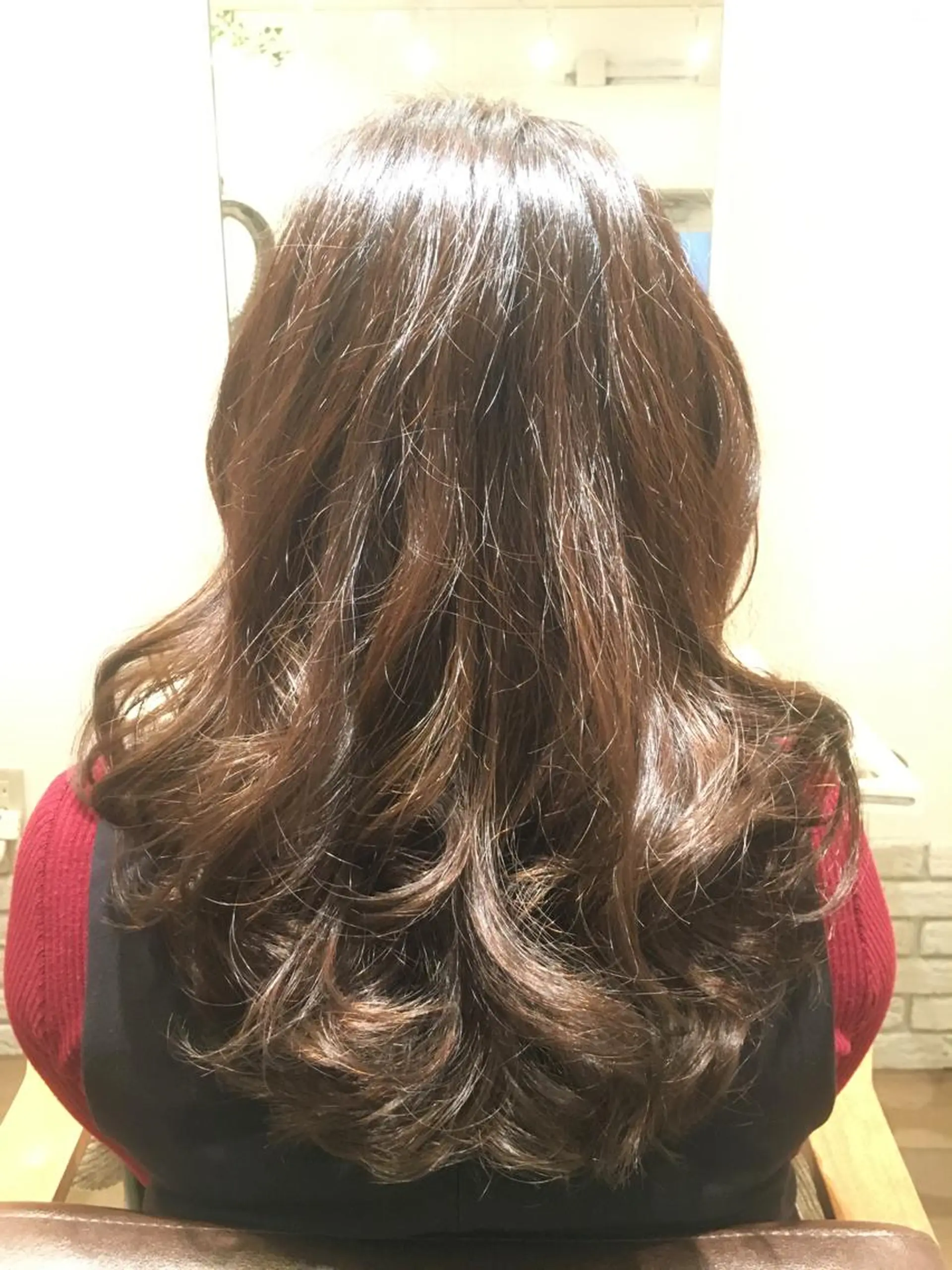 セミロング カラー パーマ ベージュカラー ブラウンカラー BANDE 水崎 悟のヘアスタイル