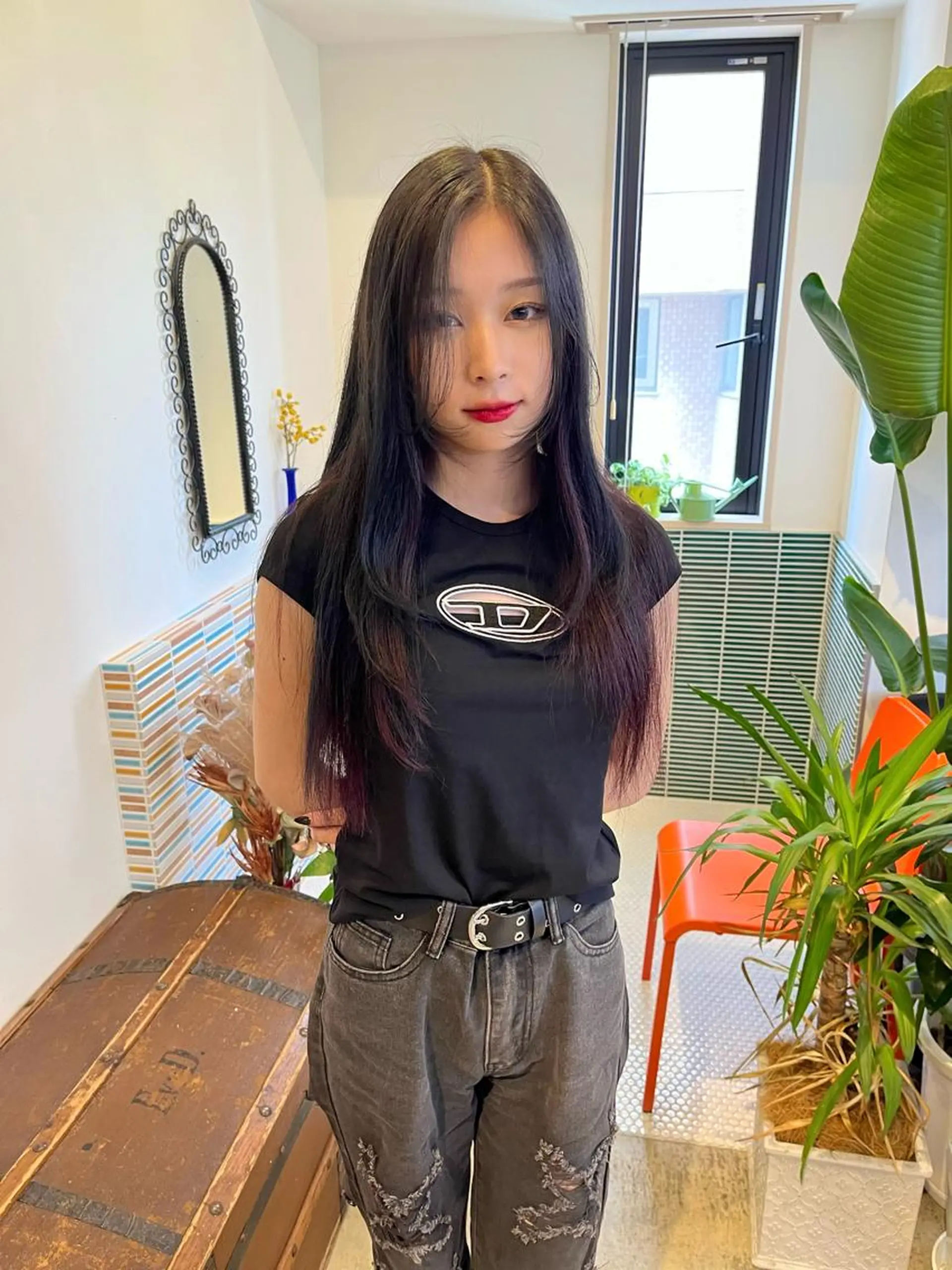 ロング カラー ブリーチ レイヤーカット ヘアカラー トリートメント 🩷ハイトーン透明感 レイヤー🩷ユリカのヘアスタイル