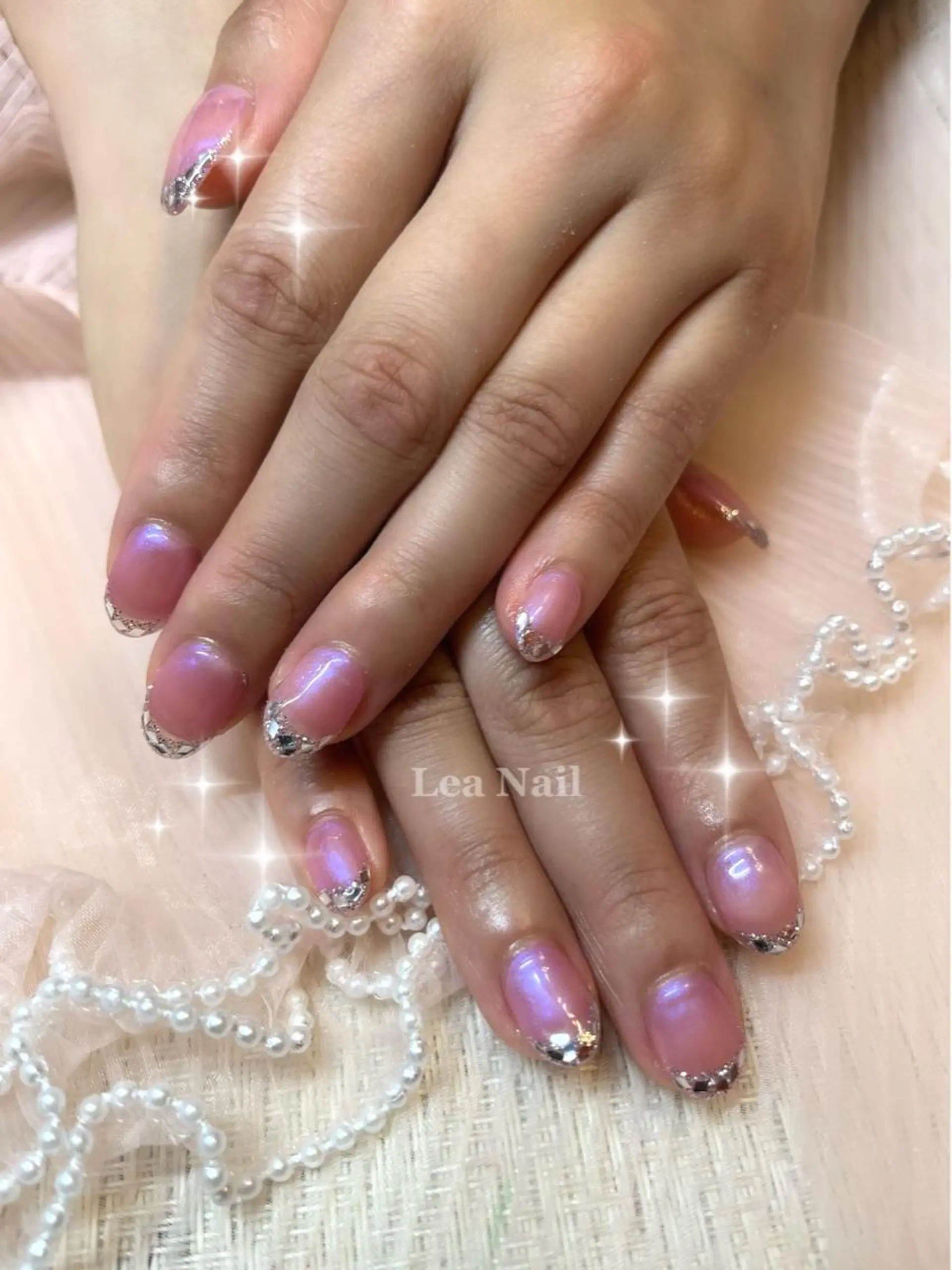 ネイル フレンチネイル ガラスフレンチ Lea Nailのネイルデザイン