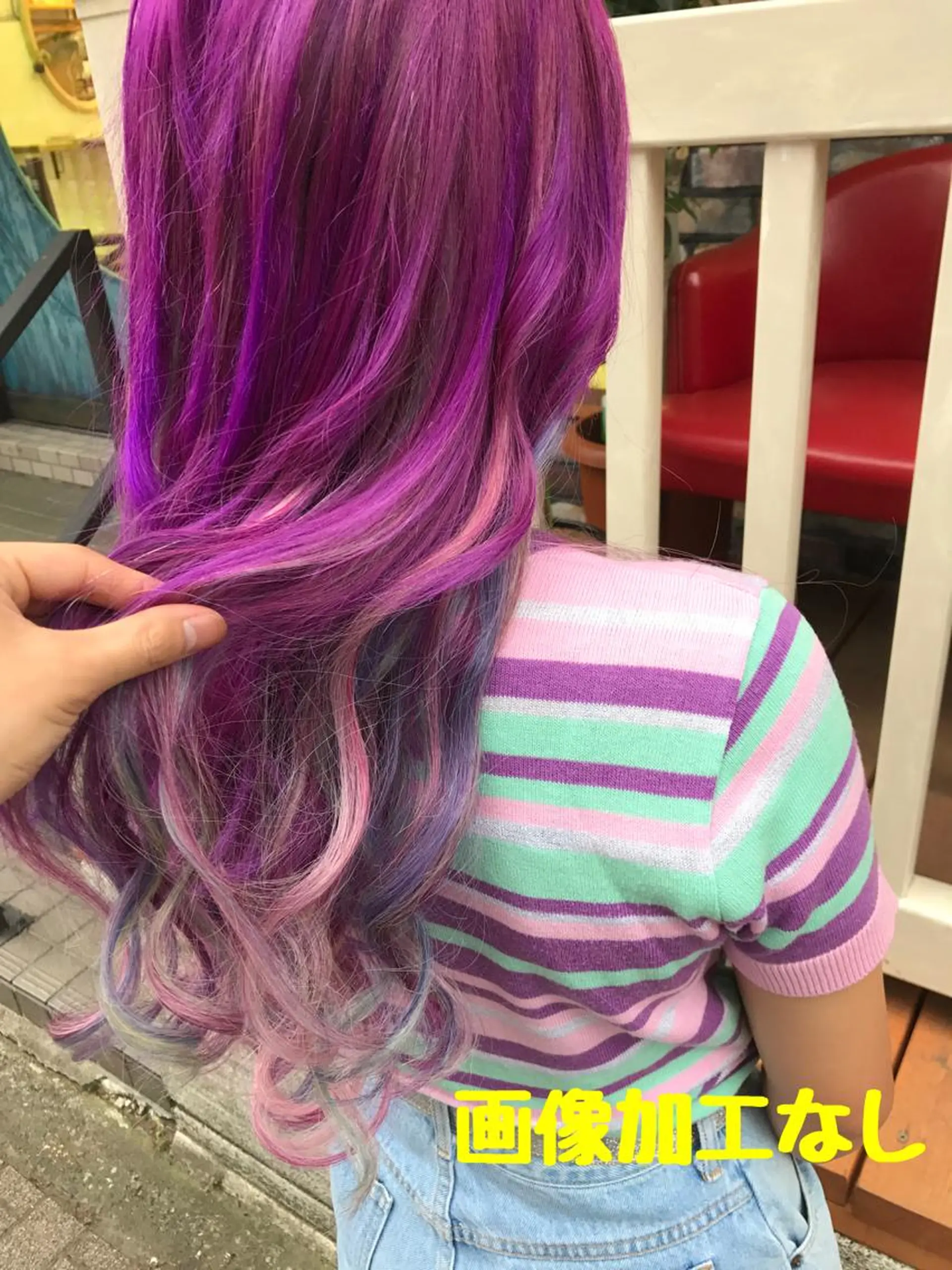 ロング カラー ユニコーンカラー エクステ 平尾 拓也のヘアスタイル