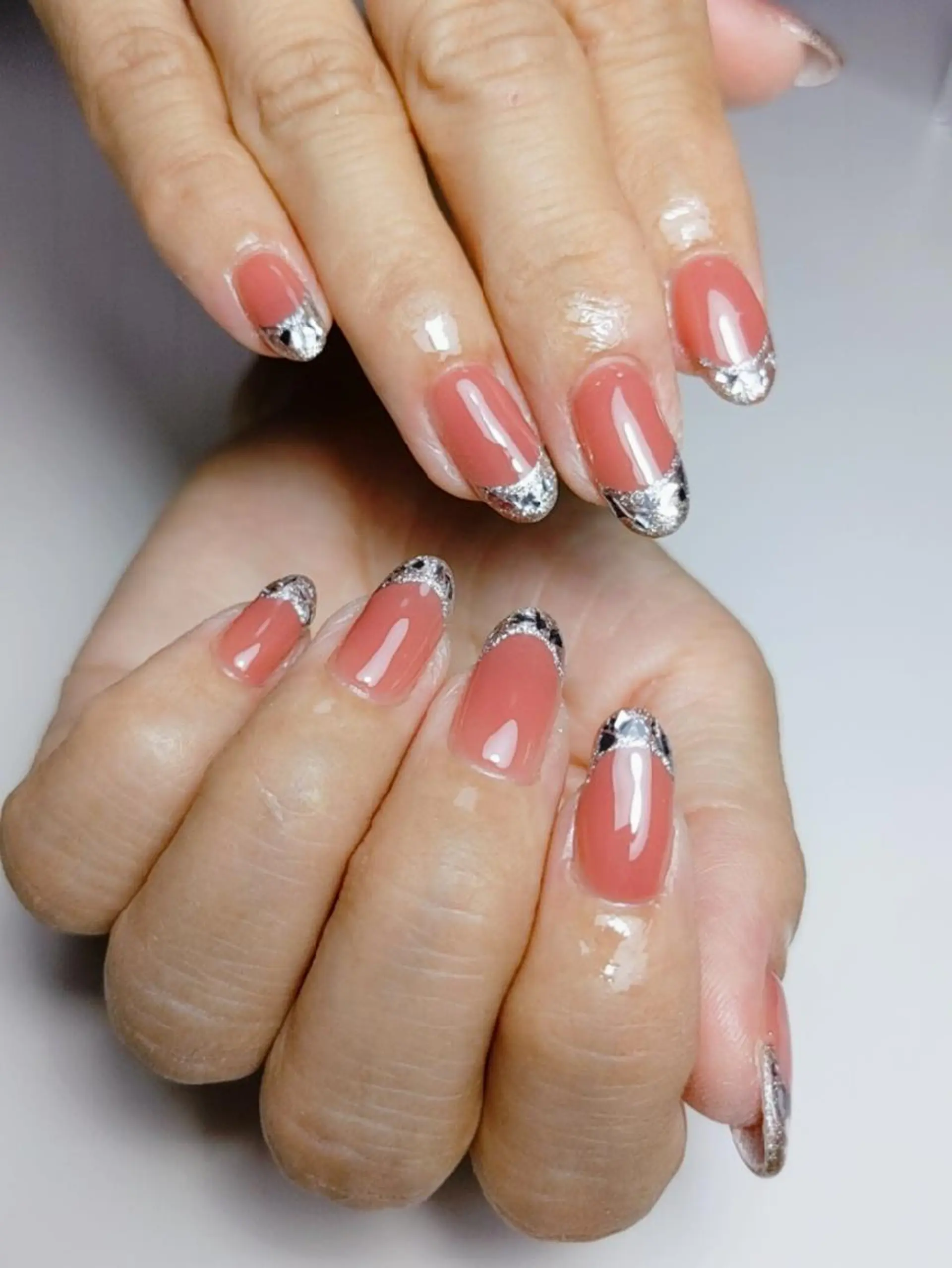 ロング ネイル フレンチネイル ガラスフレンチ ☺︎山部 志麻☺︎のネイルデザイン