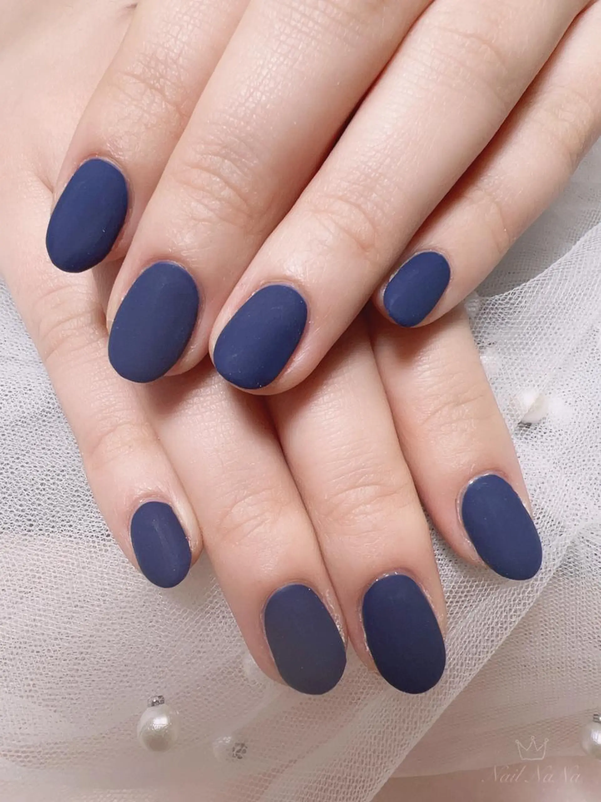 ショート カラー ネイル ネイビーカラー マットネイル ネイビー ハンドネイル Nail NaNaのネイルデザイン