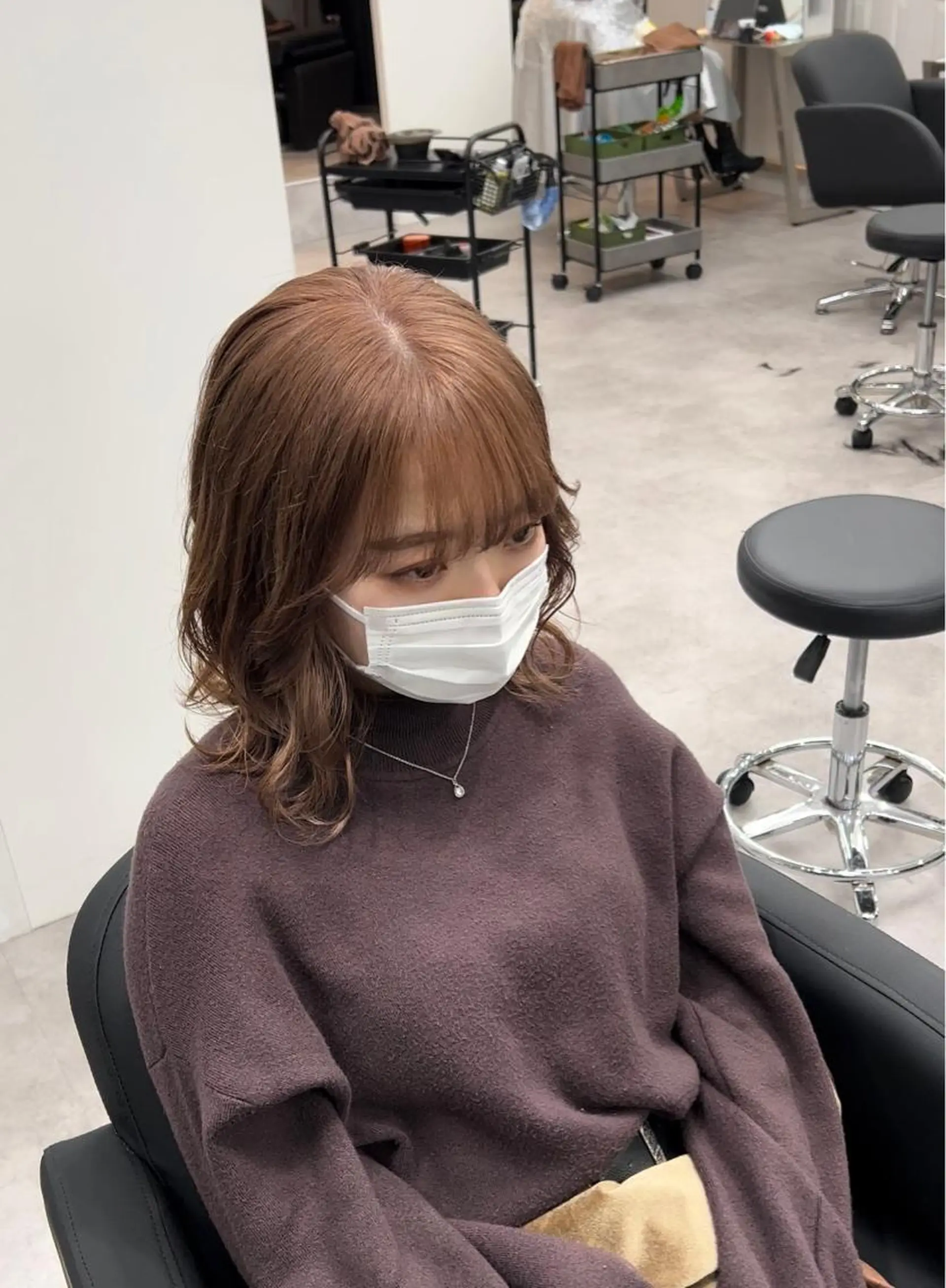 ミディアム ヘアカラー トリートメント 🫧髪質改善 講師🫧🍎幹細胞のヘアスタイル