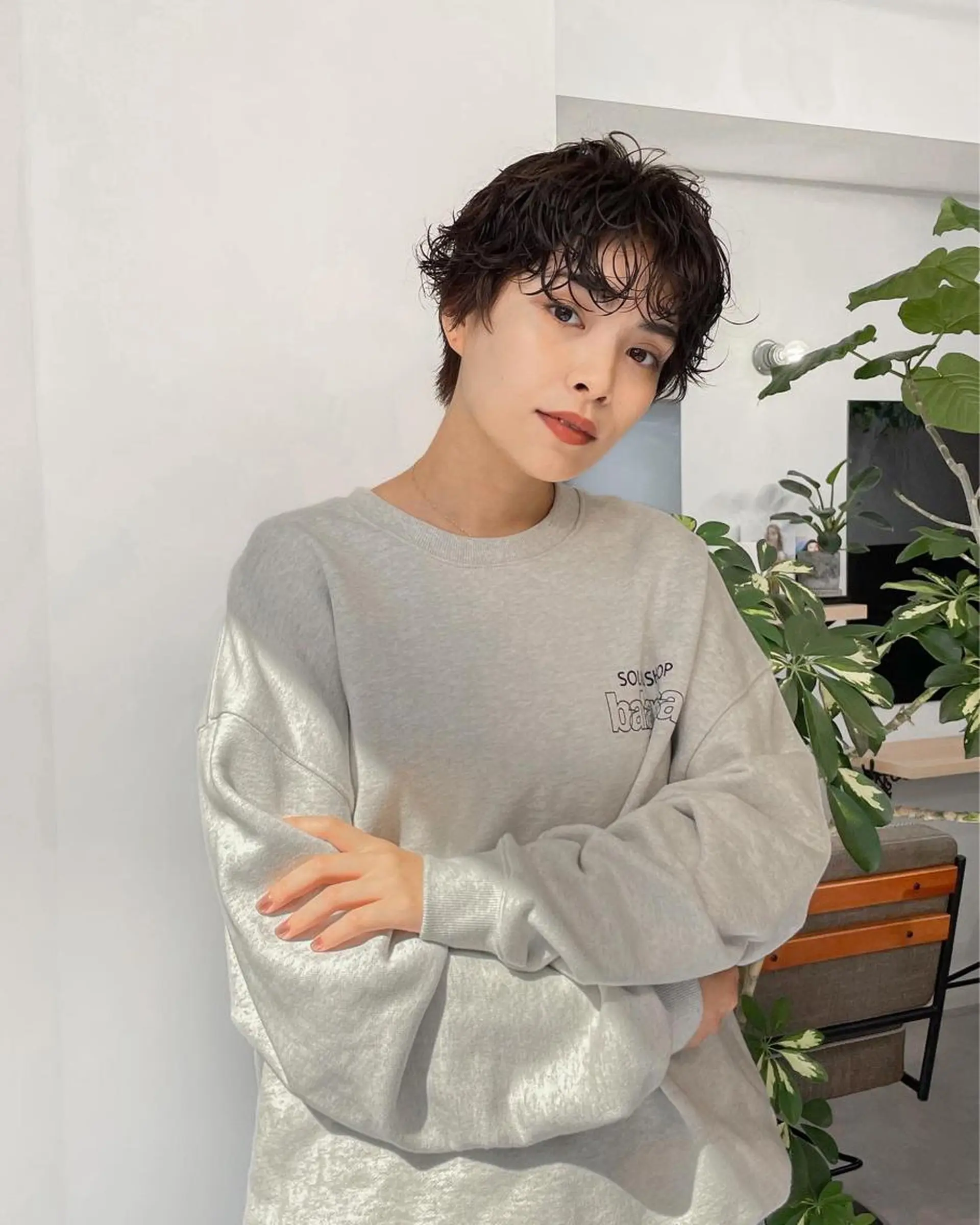 ショート カラー パーマ ショートヘア ショート　ボブ メンズ　パーマのヘアスタイル