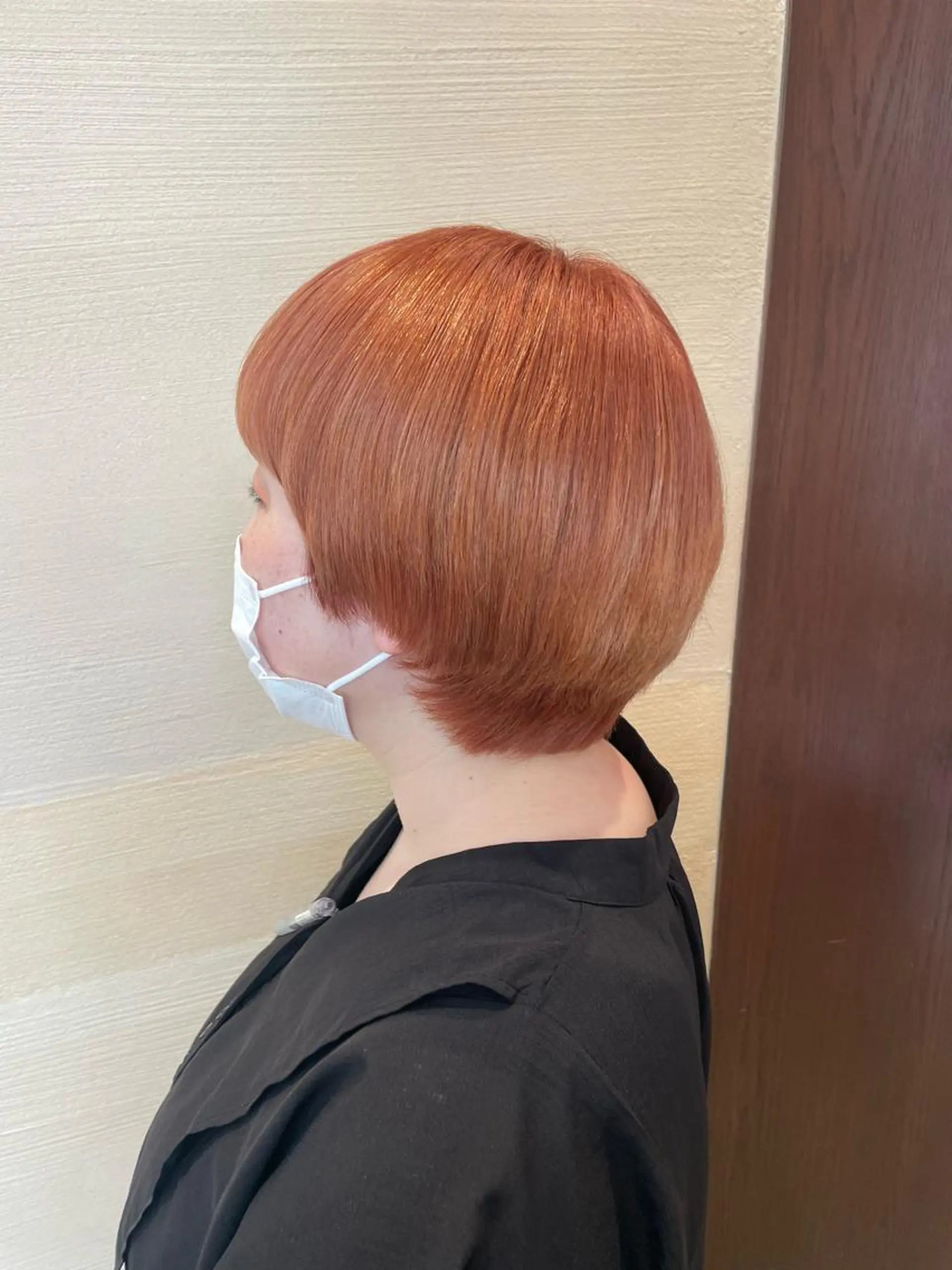 ショート カラー オレンジピンク 箭内葉月/メンズ👔 ワンカールパーマのヘアスタイル