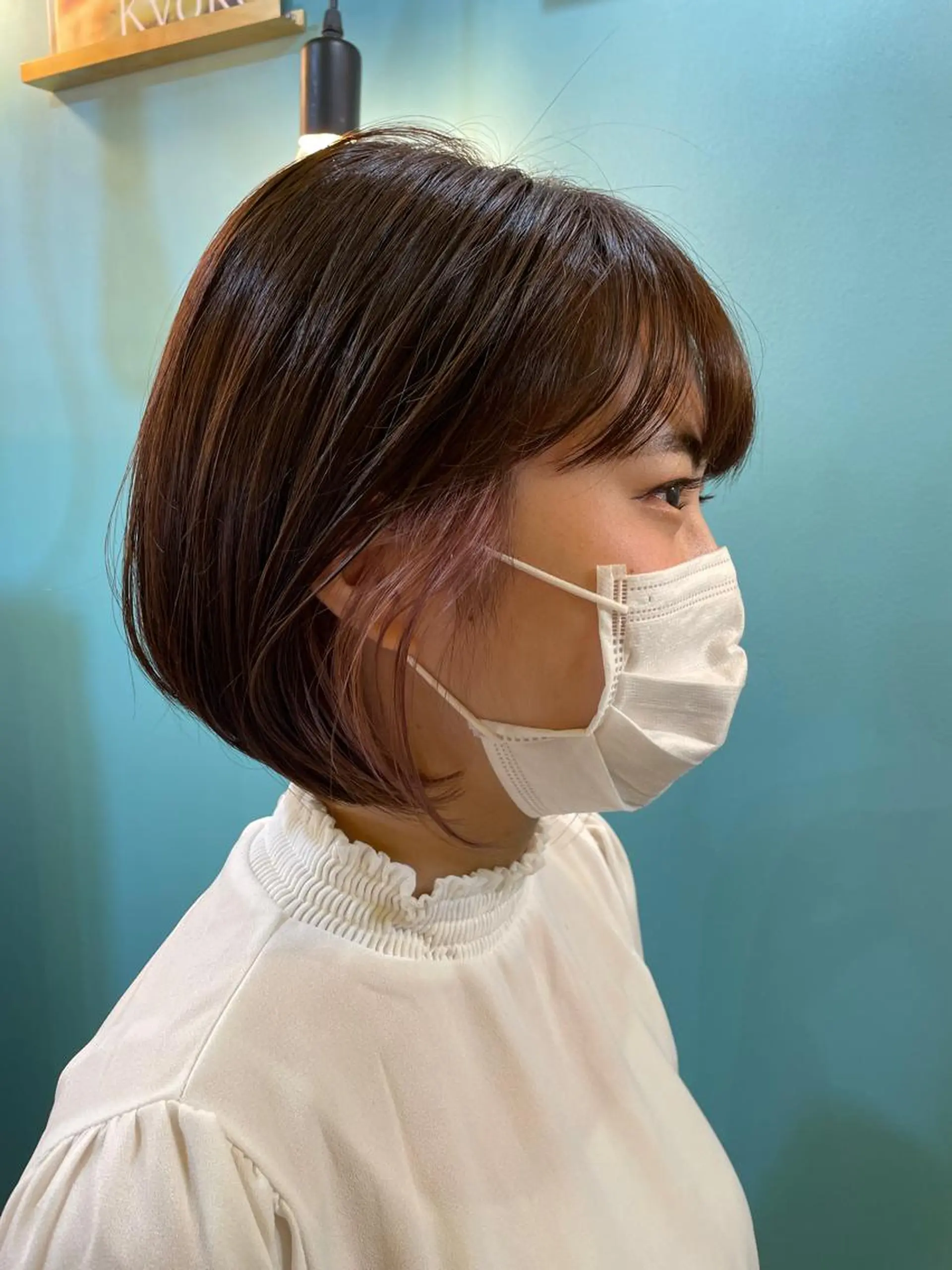 ミディアム カラー ベージュカラー インナーカラー ピンクカラー ピンクベージュ ボブ カット ヘアカラー 末石 智のヘアスタイル