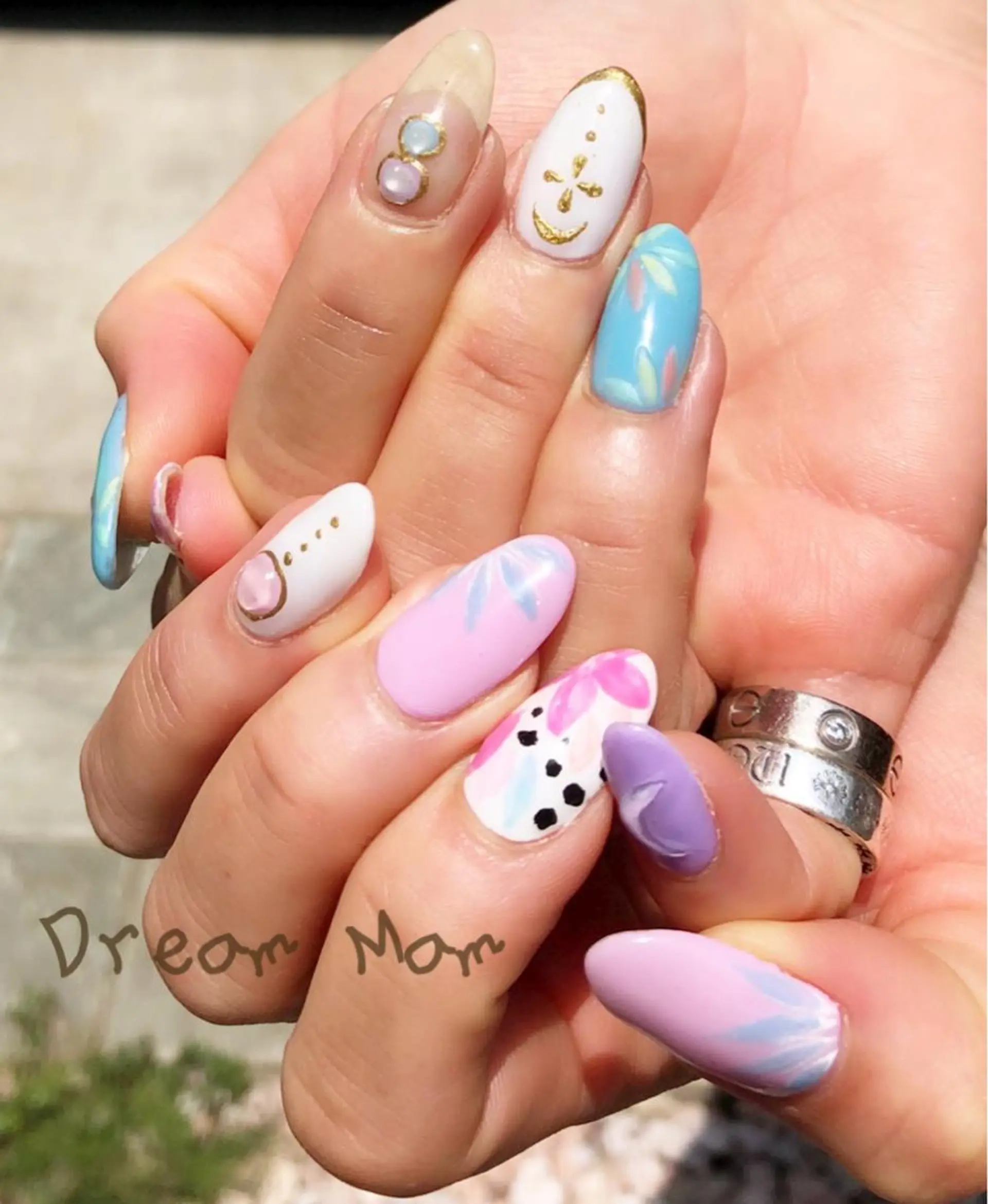 ネイル フレンチネイル ジェルネイル ガラスフレンチ グリーン 大理石ネイル(マーブル) Nail Salon Ｄream Mamのネイルデザイン