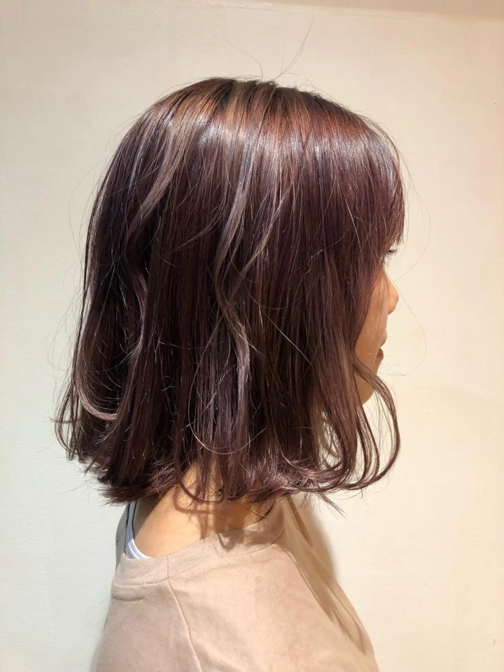 ミディアム カラー ブリーチ ピンクカラー 高山🐬髪質改善 池袋で縮毛矯正のヘアスタイル