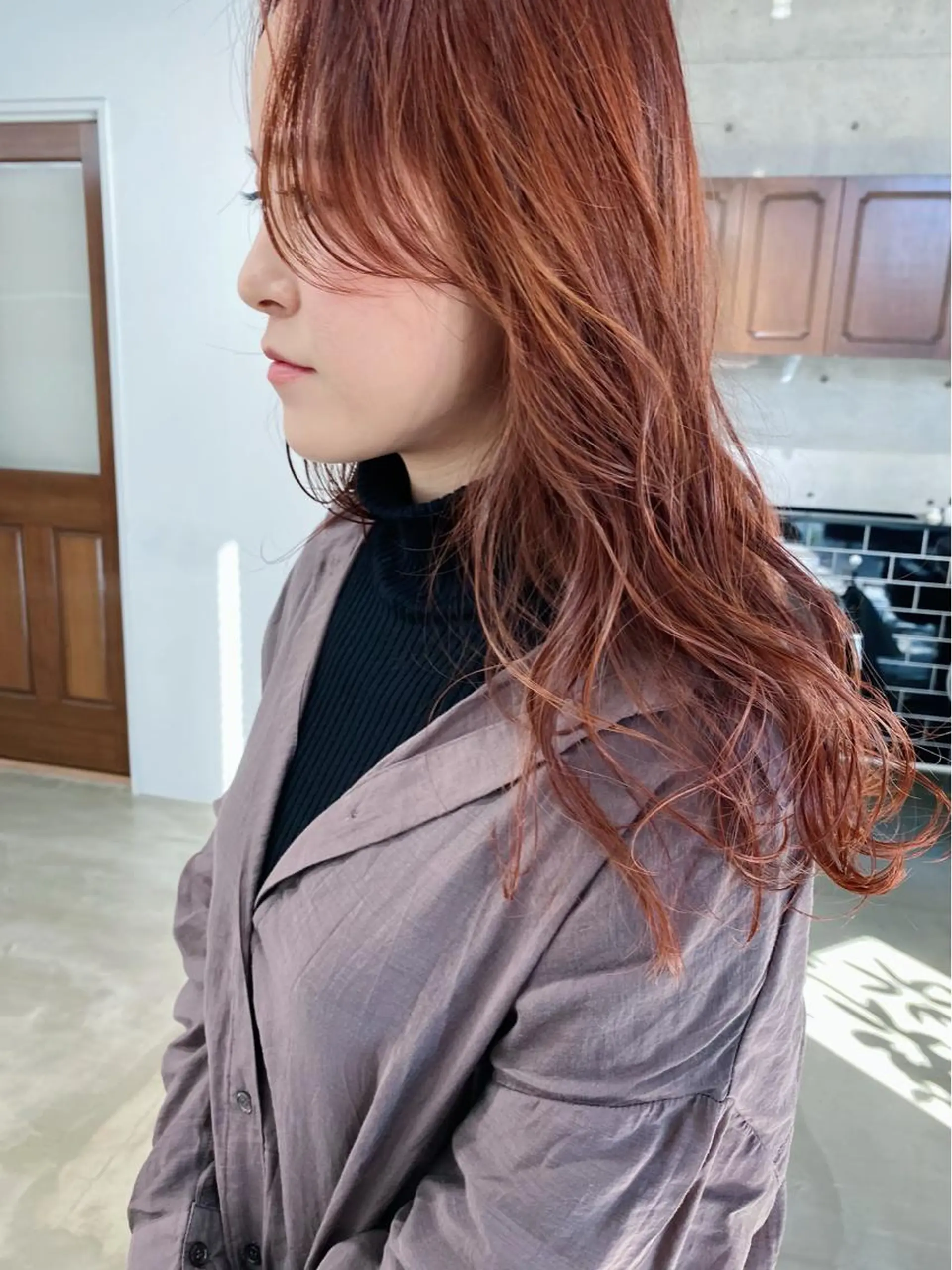 ロング カラー ヘアアレンジ ブラウンカラー オレンジ オレンジブラウン カット ヘアカラー パーマ トリートメント son hair HIROEのヘアスタイル