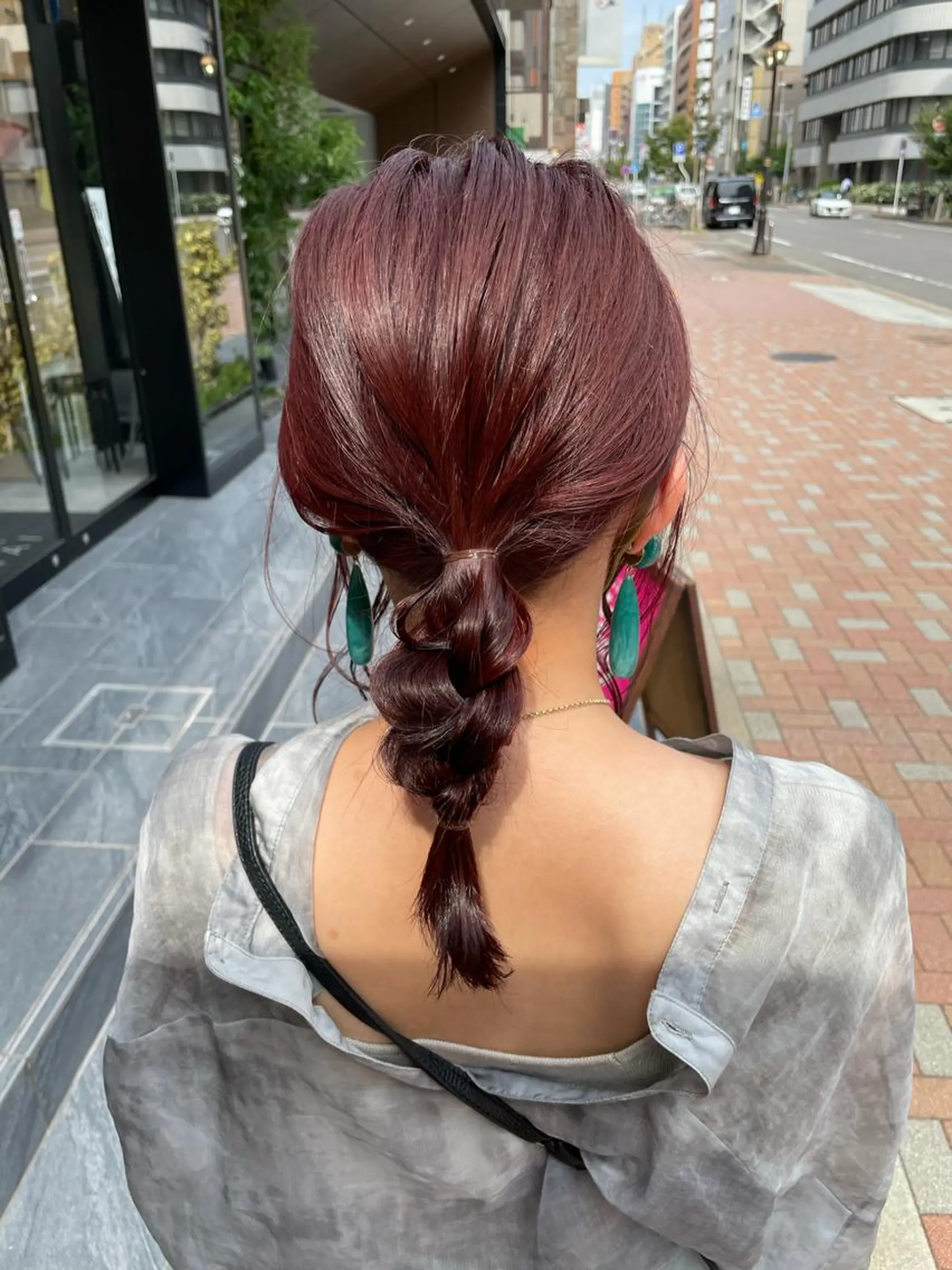 ミディアム カラー ヘアアレンジ ブリーチ レッドカラー 簡単アレンジ 久保田 千尋のヘアスタイル