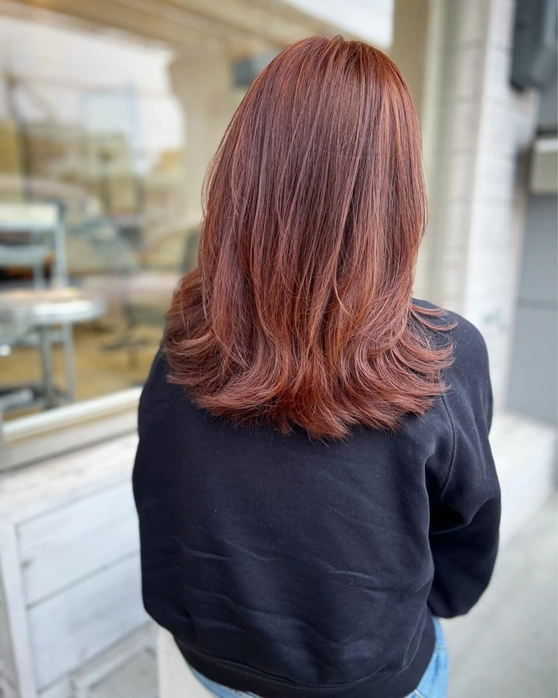 セミロング カラー ベージュカラー ピンクカラー ピンクベージュ レイヤーカット テトネ タカシのヘアスタイル